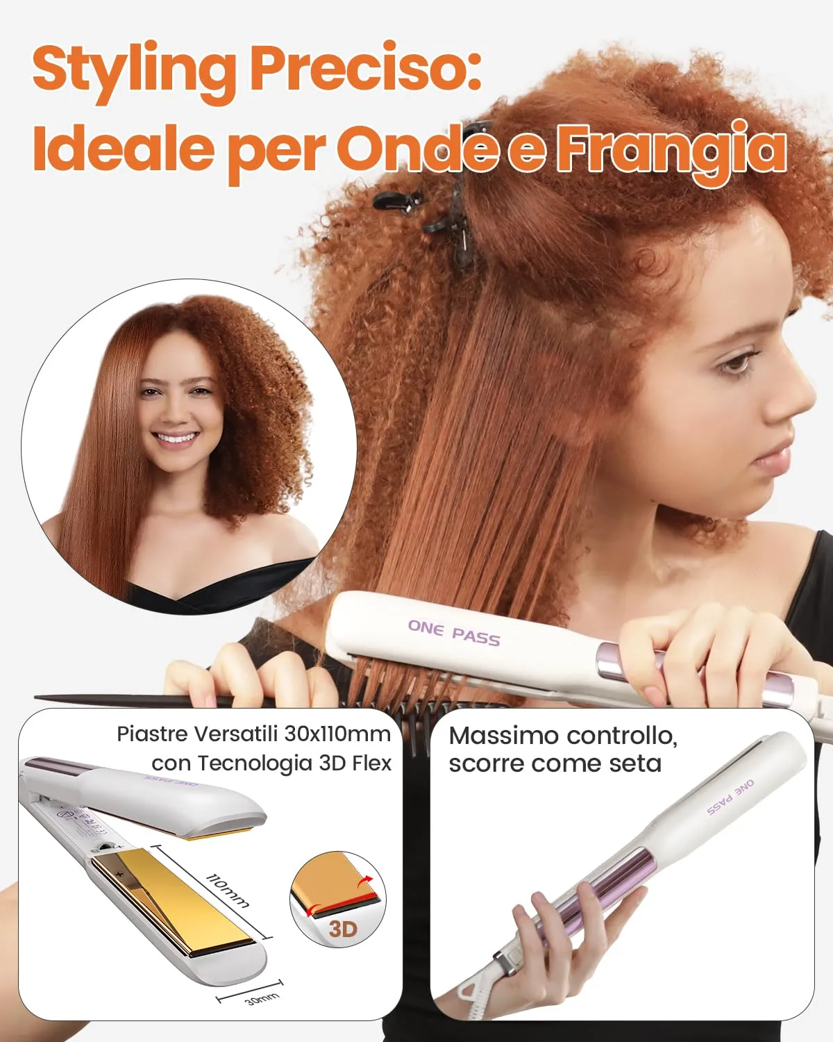 Faszin Piastra per Capelli Professionale in Titanio 30mm 2 in 1 DEH7620 - immagine 3