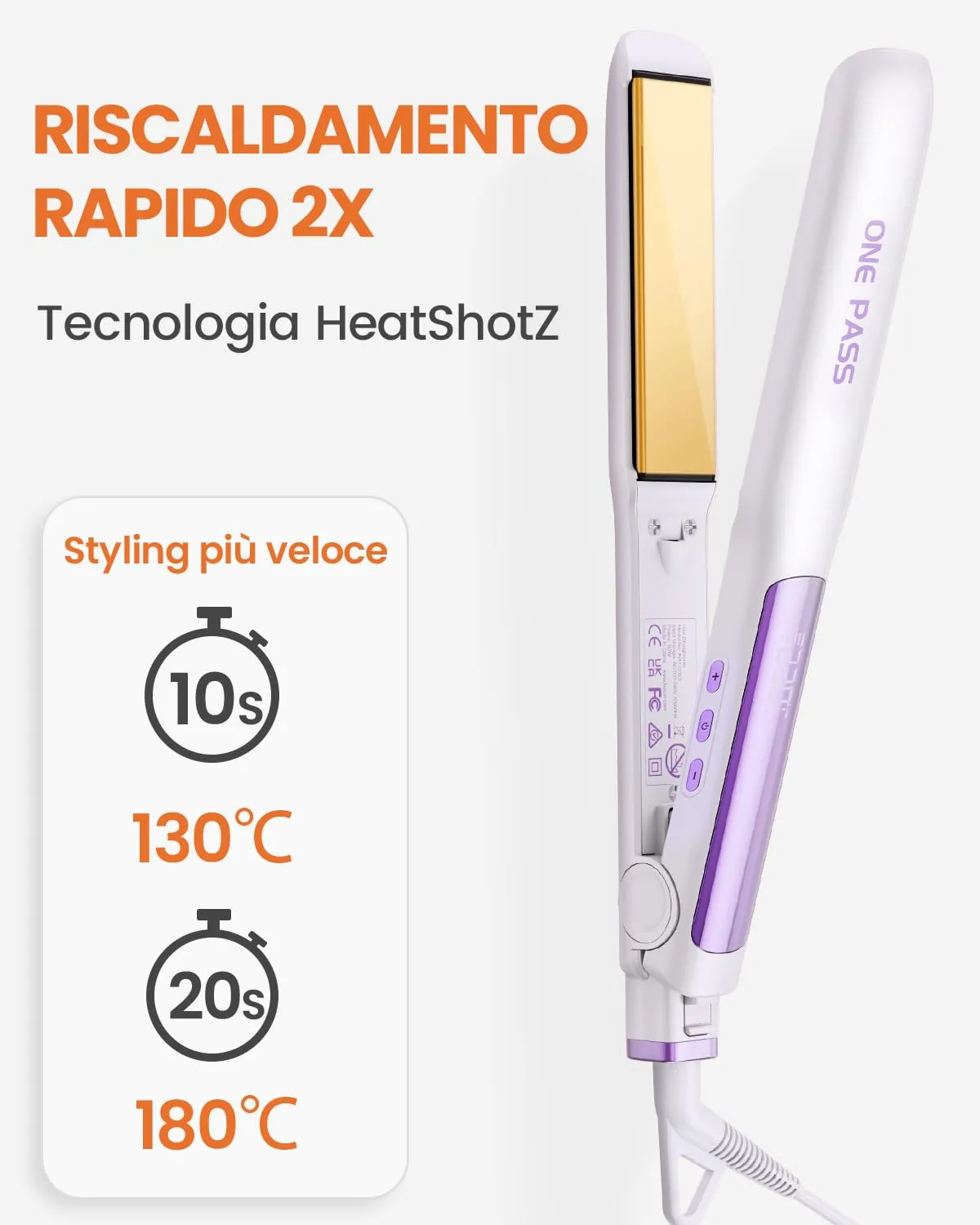 Faszin Piastra per Capelli Professionale in Titanio 30mm 2 in 1 DEH7620 - immagine 4