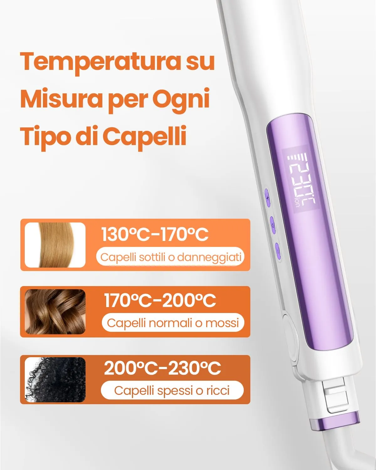 Faszin Piastra per Capelli Professionale in Titanio 30mm 2 in 1 DEH7620 - immagine 6
