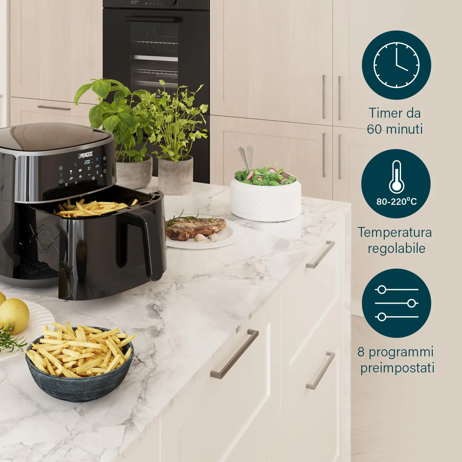 Princess Friggitrice ad Aria Digitale 8 L, 6 Programmi Preimpostati, 182254 - immagine 8