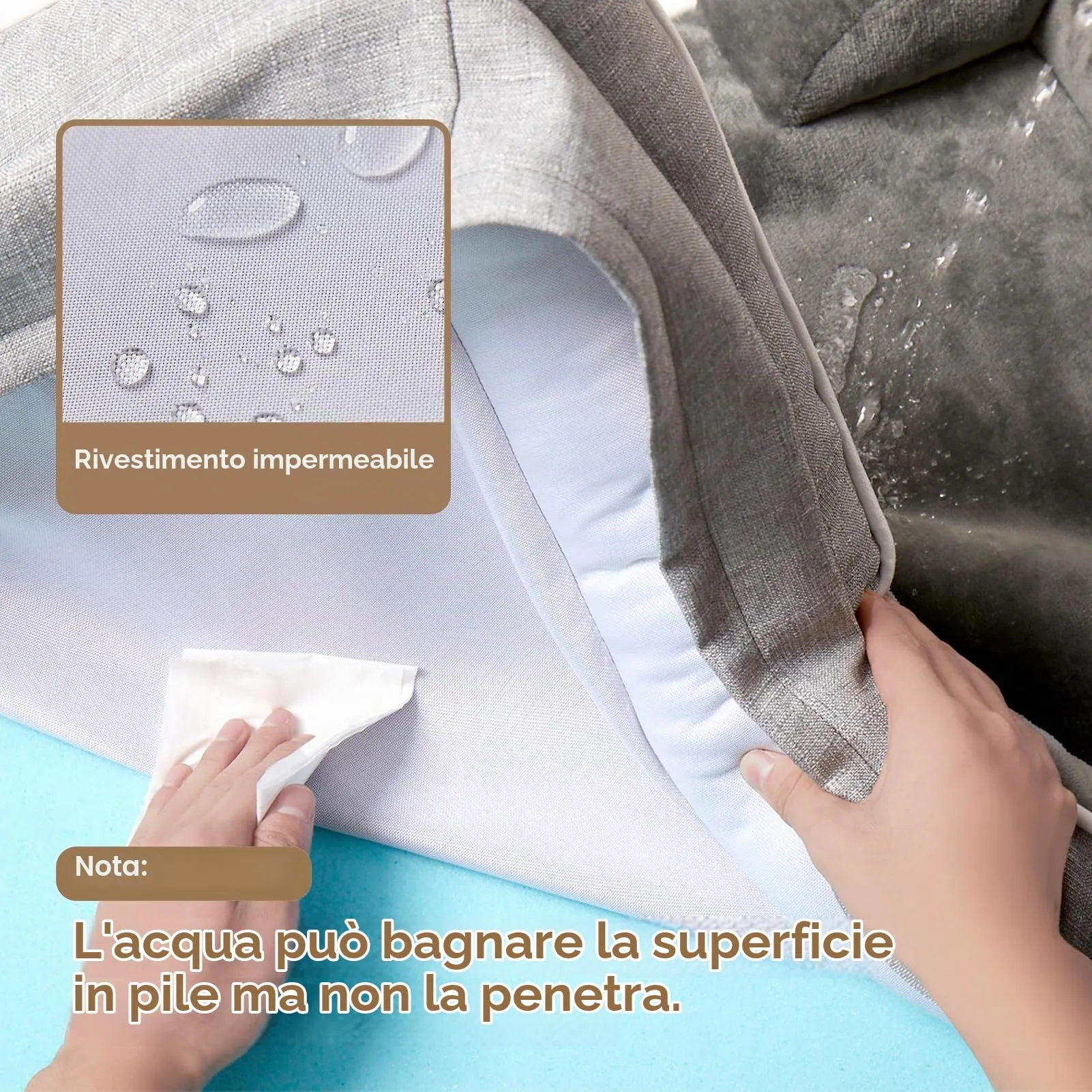 EHEYCIGA Cuccia Cane Interno, 132x104x20cm, Grigio - immagine 4