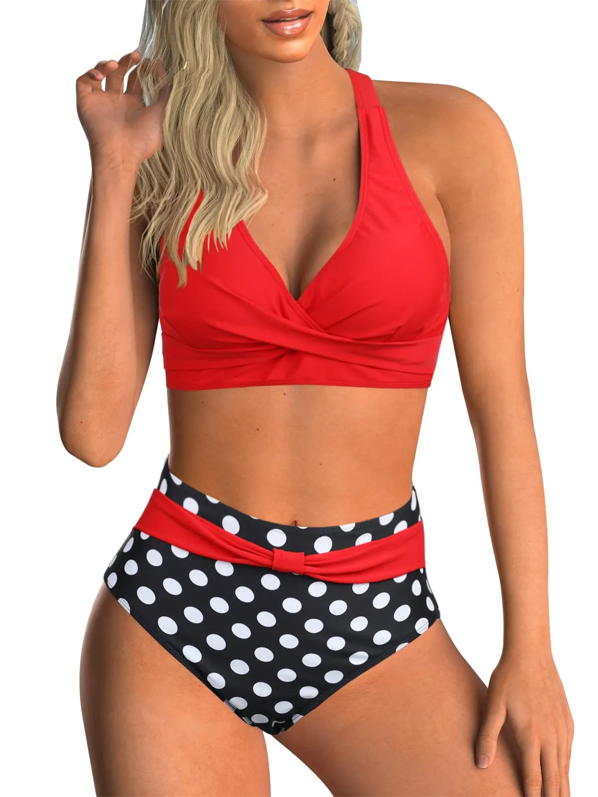 Adigaber Costume da Bagno Due Pezzi Donna Vita Alta Stampato Bikini Set - immagine 1