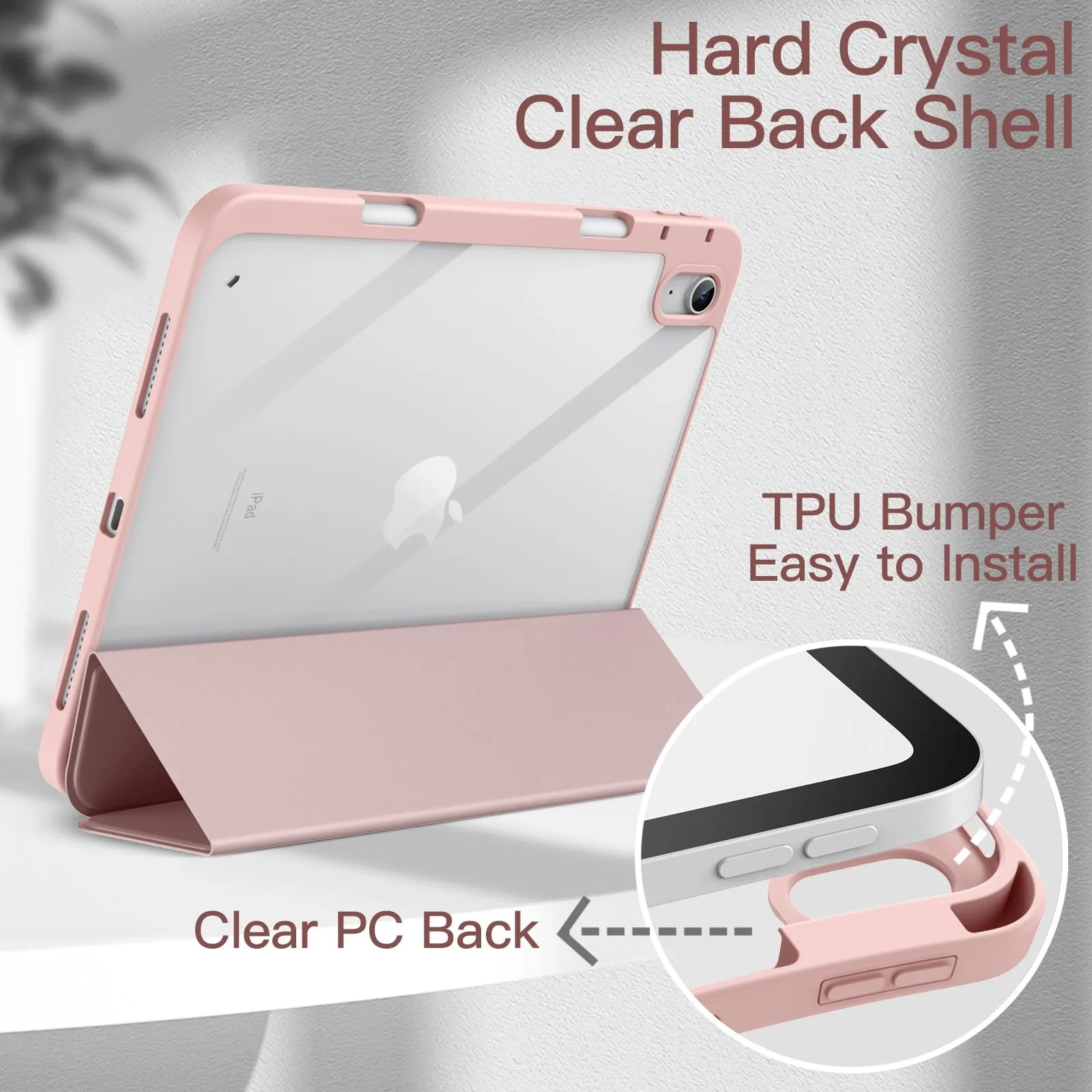 JETech Custodia per iPad 11ª/10ª Gen, Oro Rosa - immagine 3