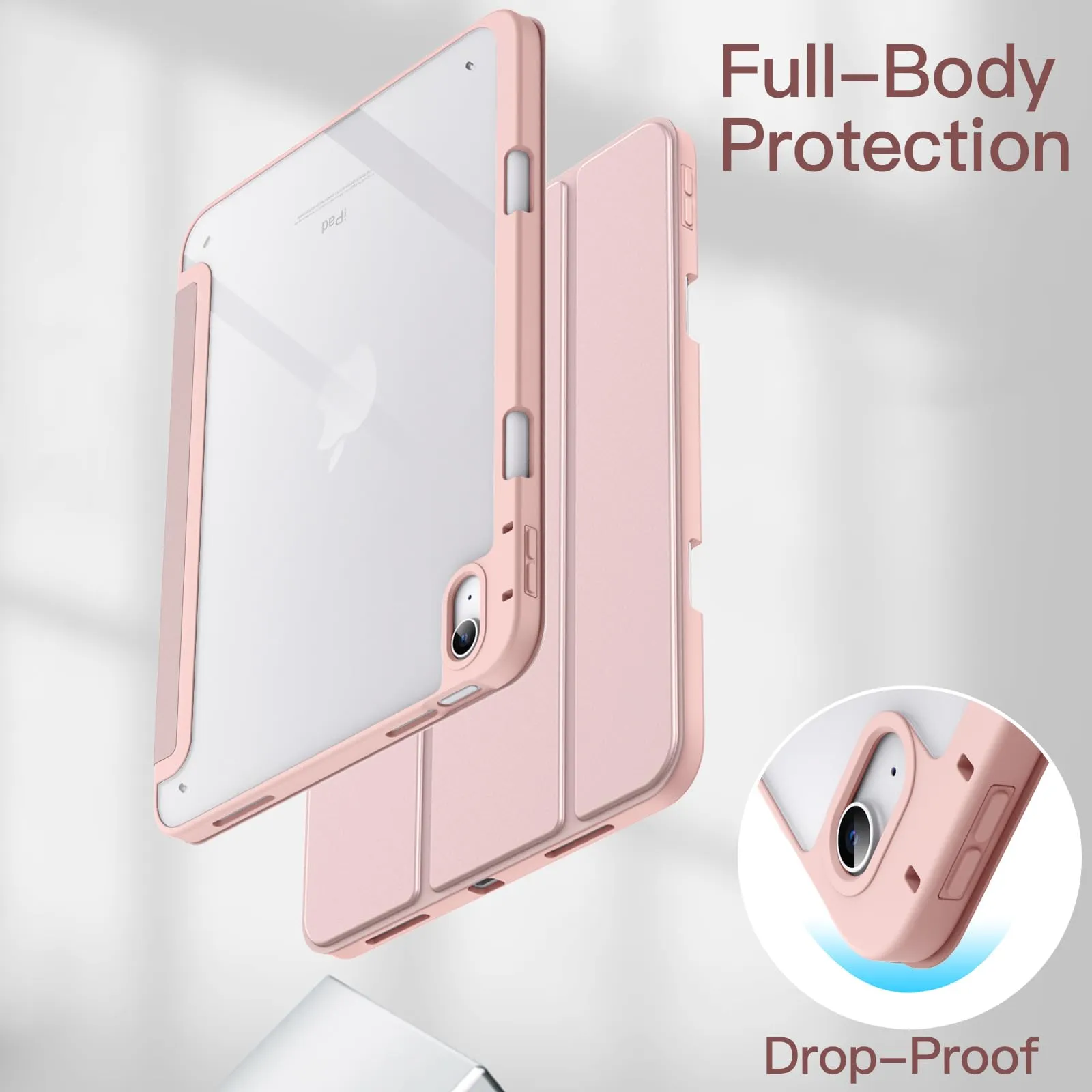 JETech Custodia per iPad 11ª/10ª Gen, Oro Rosa - immagine 4