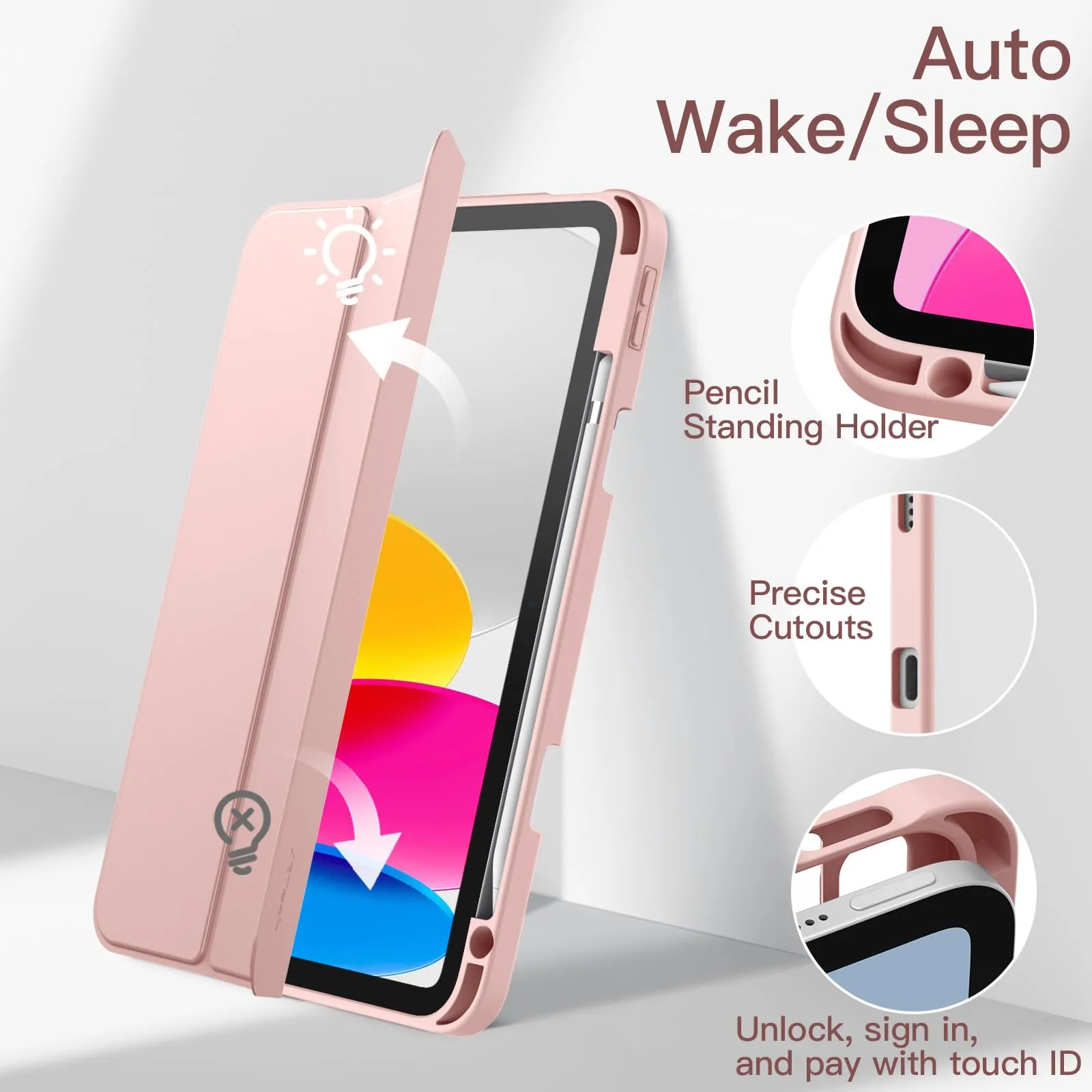 JETech Custodia per iPad 11ª/10ª Gen, Oro Rosa - immagine 6