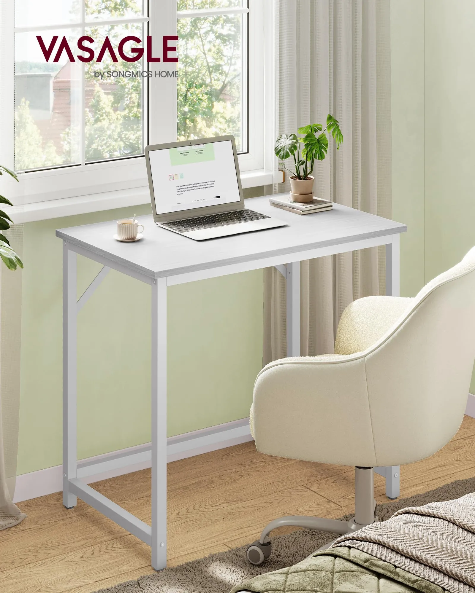 VASAGLE Scrivania per Computer 80 x 50 x 76 cm, Bianco Acero e Bianco Nuvola LWD038W44 - immagine 2