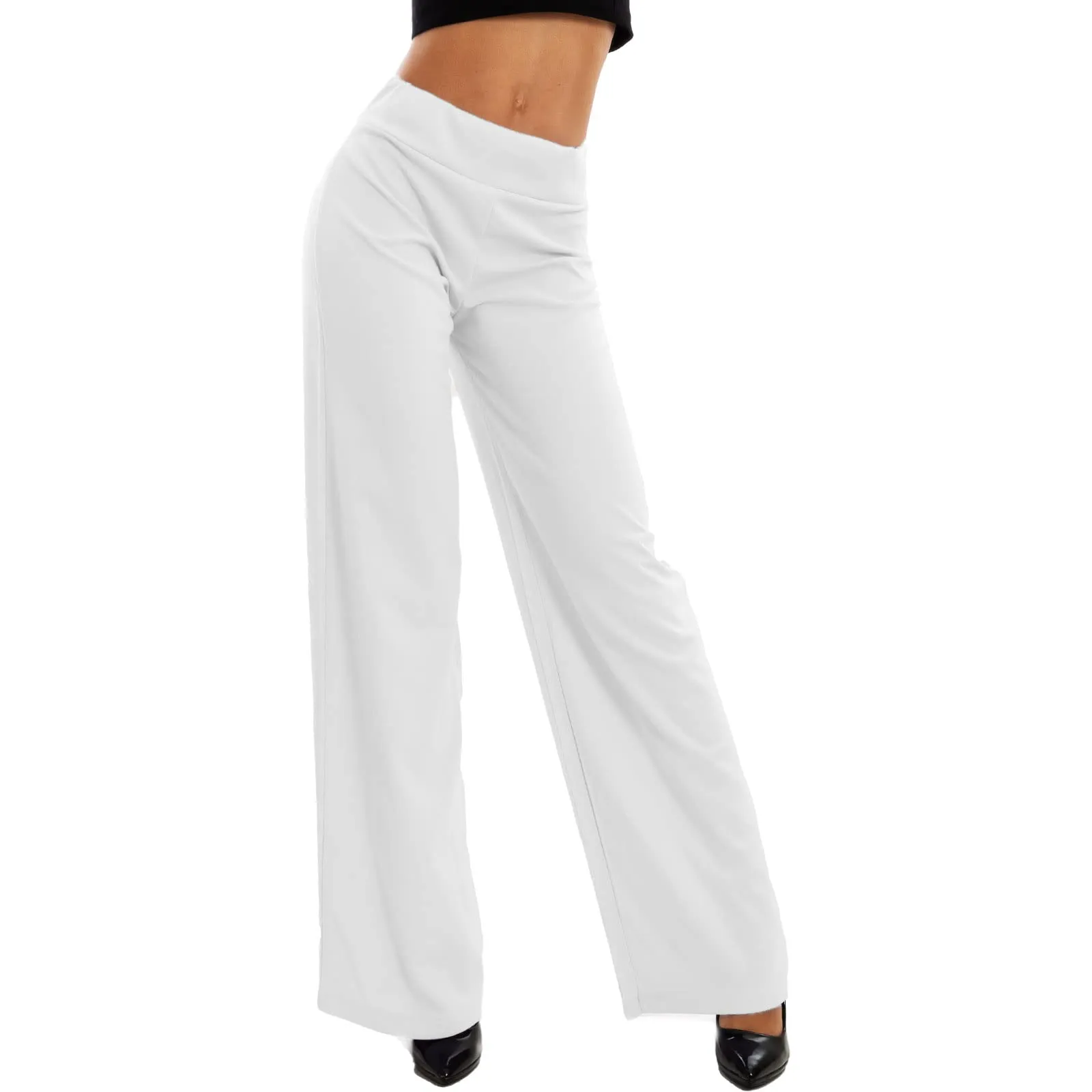 Toocool Pantaloni a Palazzo Donna Basic Elastico in Vita VI-9292 Bianco M - immagine 1