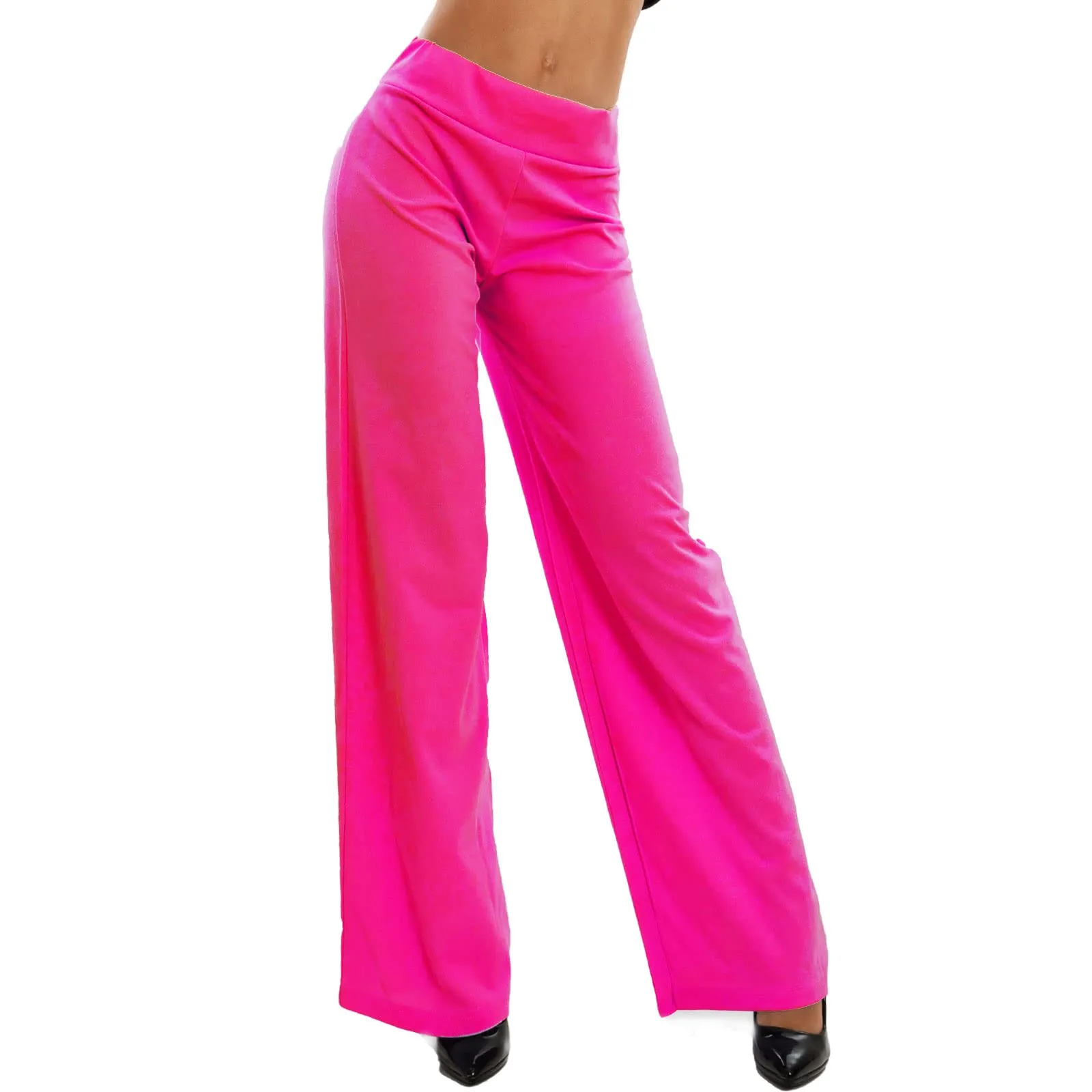Toocool Pantaloni a Palazzo Basic Elastico in Vita VI-9292, S, Fucsia - immagine 1