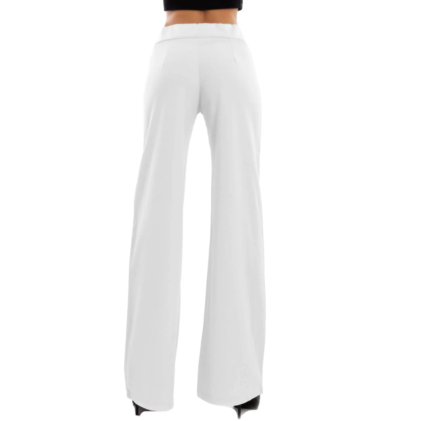 Toocool Pantaloni a Palazzo Donna Basic Elastico in Vita VI-9292, Bianco, XXL - immagine 3