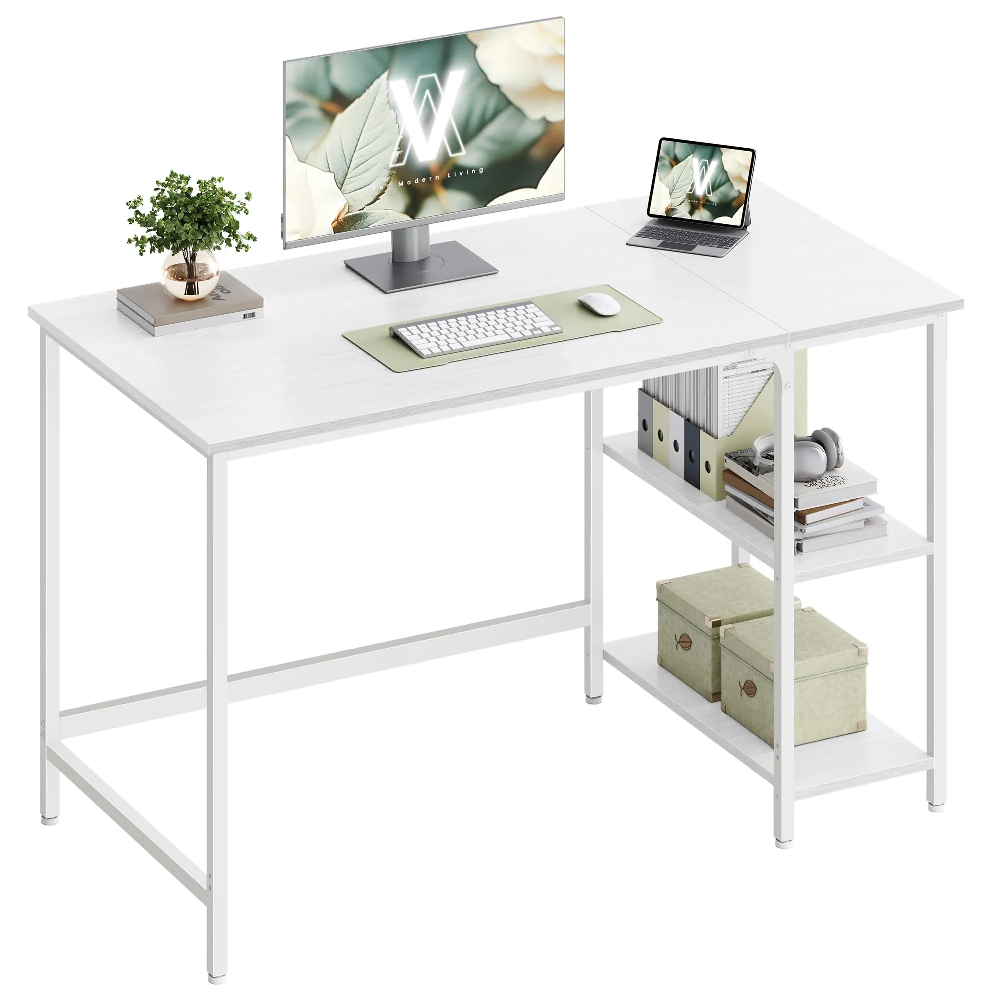 VASAGLE Scrivania per Computer, 120 x 60 x 76 cm, Bianco Acero, LWD047W44 - immagine 1