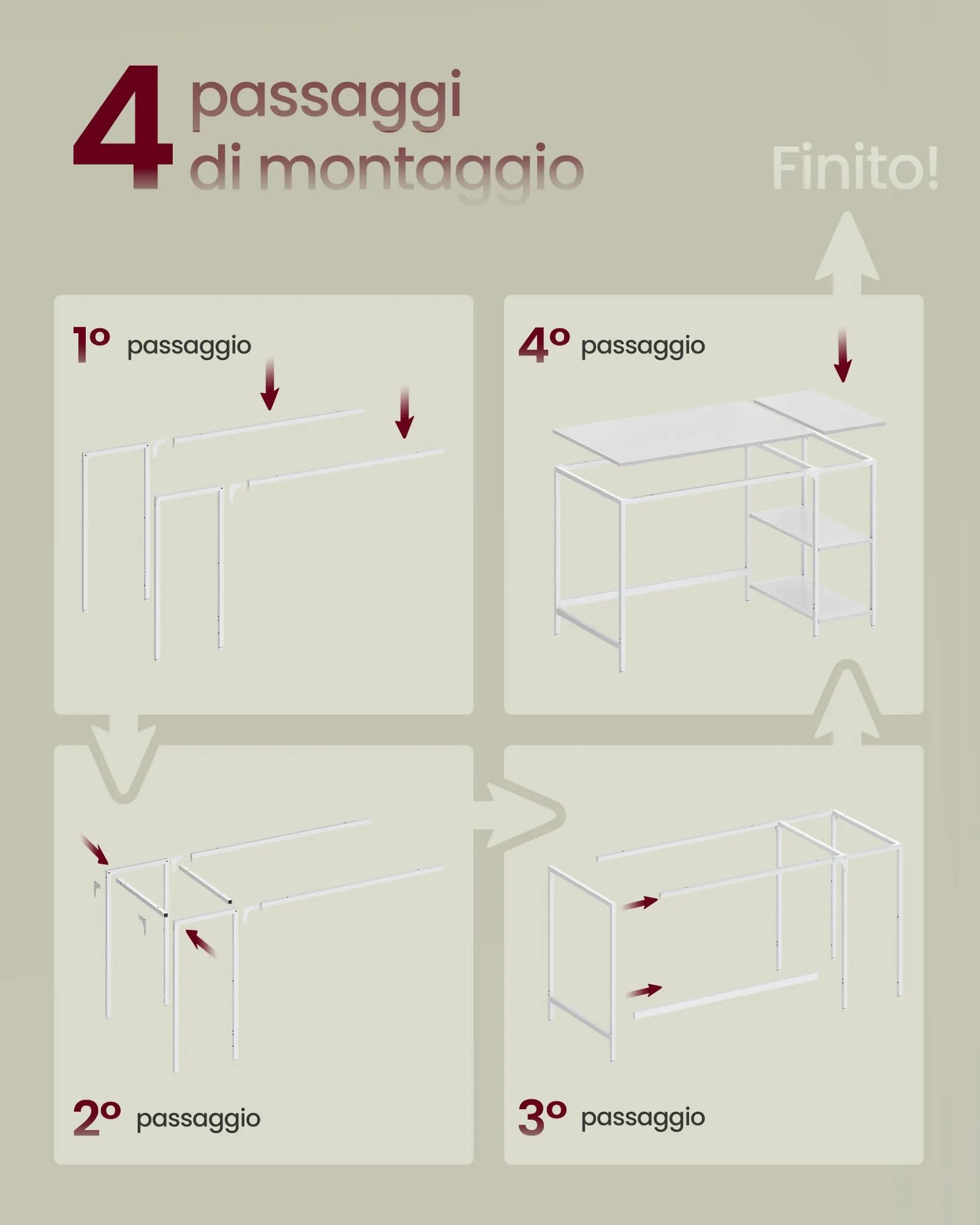 VASAGLE Scrivania per Computer, 120 x 60 x 76 cm, Bianco Acero, LWD047W44 - immagine 7