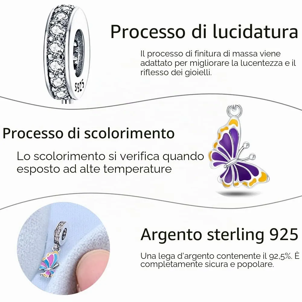 Pandach Bead Charm in Argento Sterling 925 con Cubic Zirconia per Braccialetti e Collane Europee - immagine 3