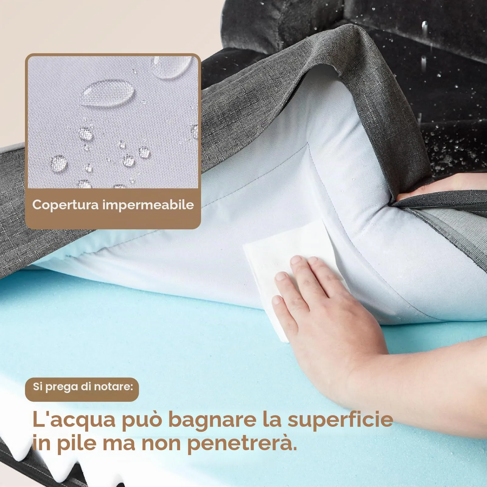 EHEYCIGA Cuccia Cane Interno, Taglia Grande, 104x68x16cm, Grigio Scuro - immagine 4