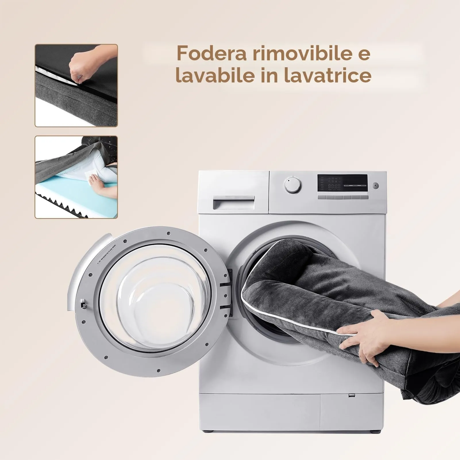 EHEYCIGA Cuccia Cane Interno, Taglia Grande, 104x68x16cm, Grigio Scuro - immagine 6