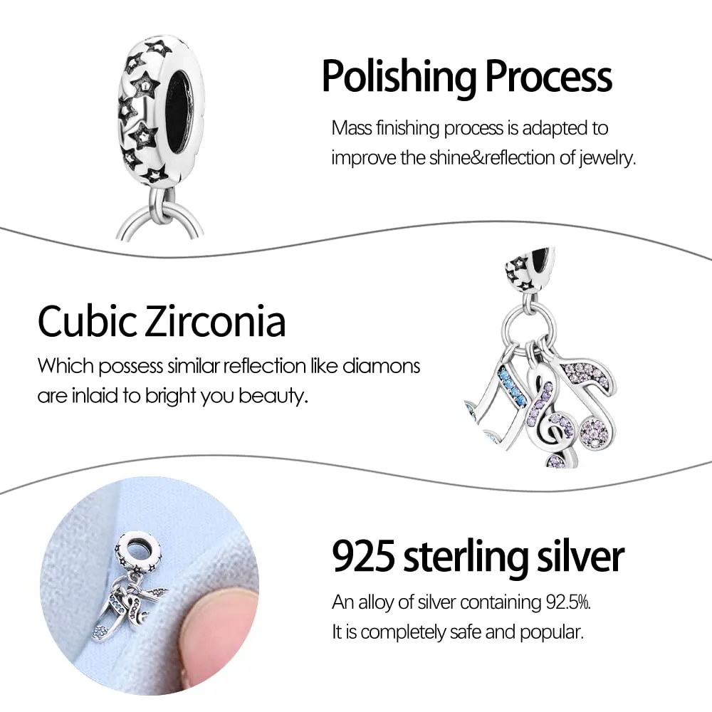 Pandach Bead Charm Ciondolo Argento Sterling 925 con Cubic Zirconia per Braccialetti e Collane Europei - immagine 3