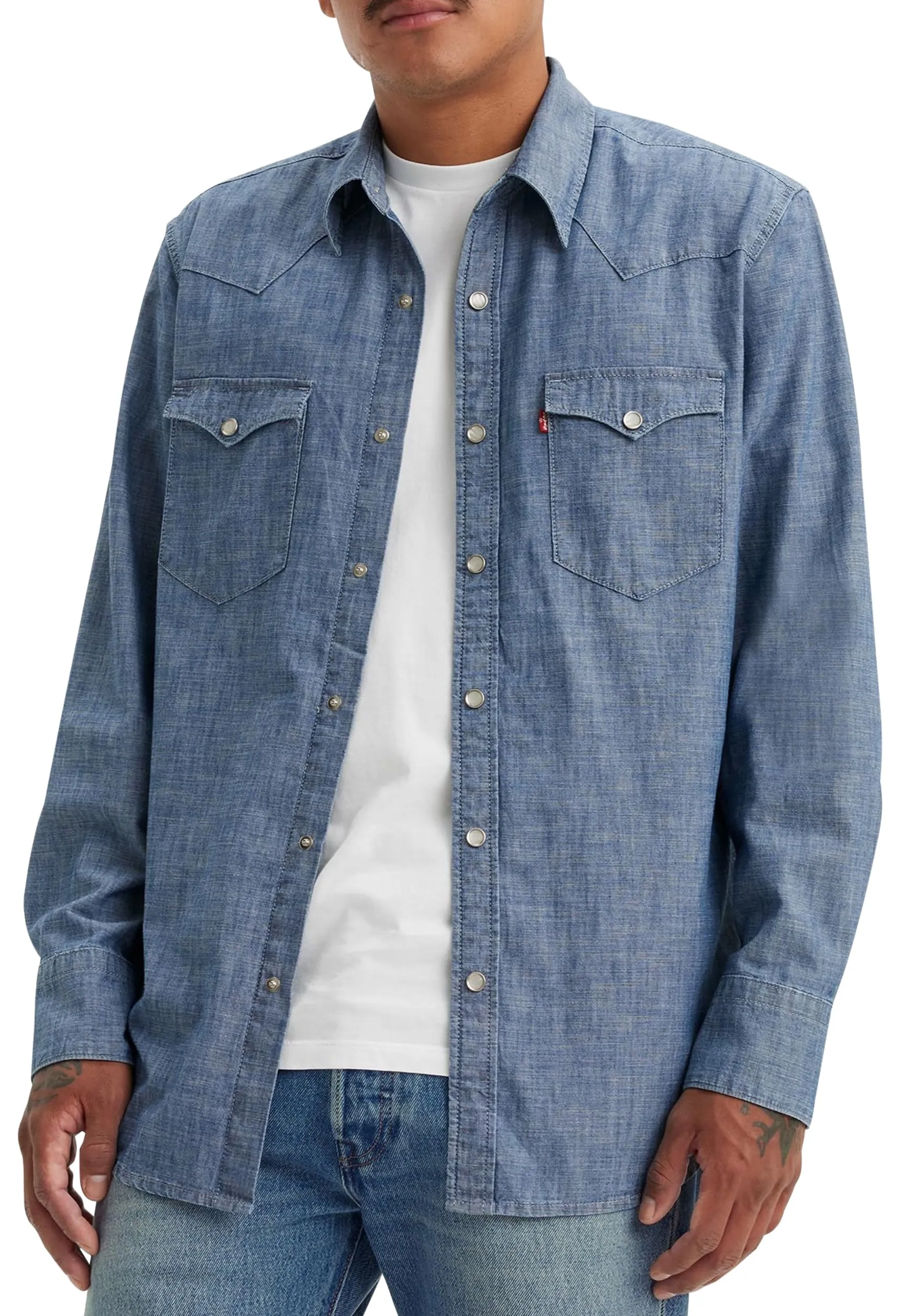 Levi's Barstow Western Standard Shirt, Grant Mid Blue Chambray, S - immagine 6