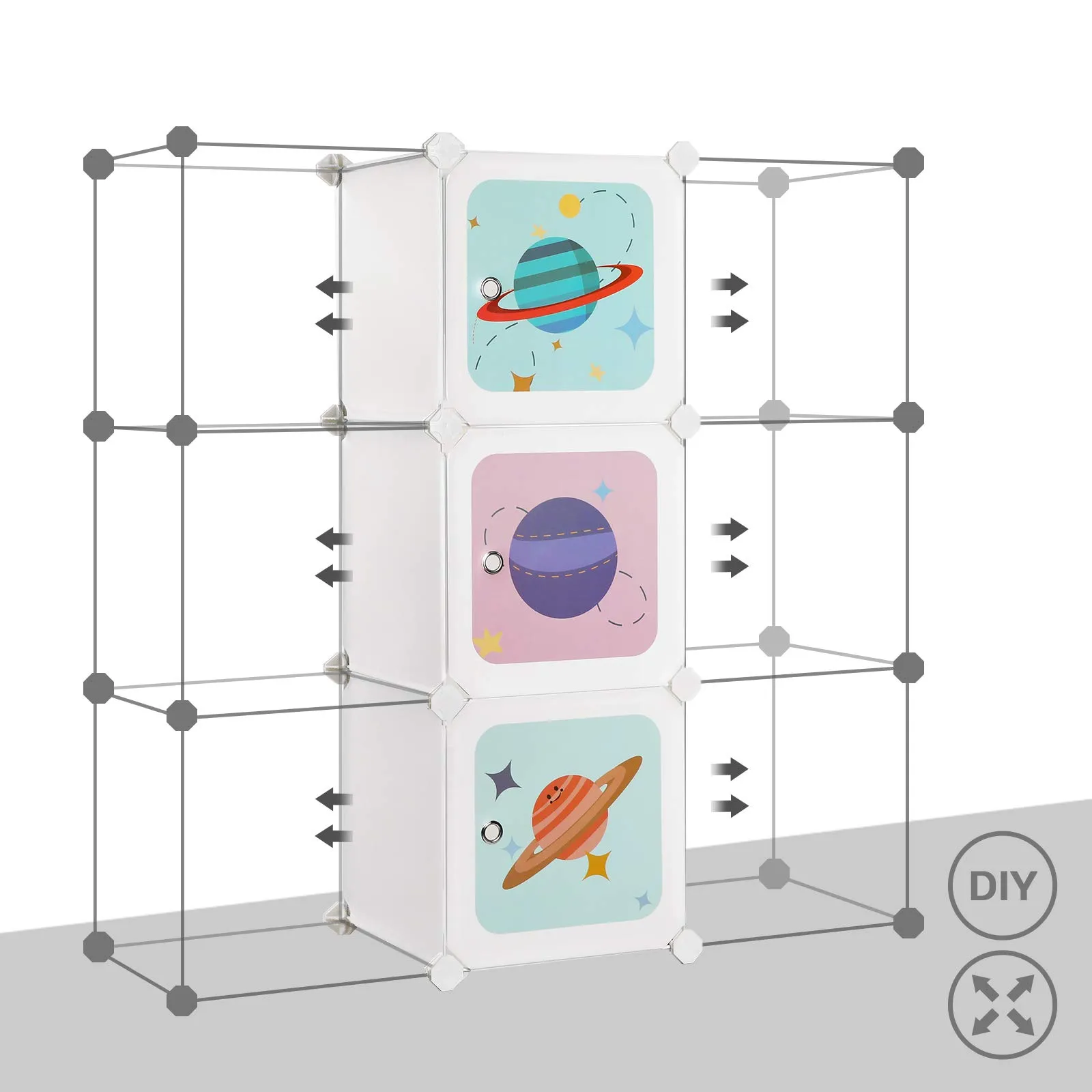 SONGMICS Scaffale Portaoggetti per Bambini 10 Cubi, Organizzatore Modulare in Plastica, 123 x 31 x 123 cm, Bianco LPC903W01 - immagine 7