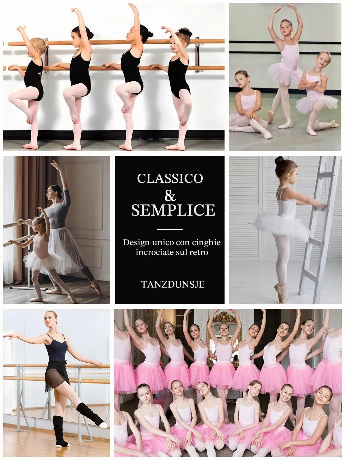 tanzdunsje Body da Danza Classica e Ginnastica con Spalline Regolabili, 130, Rosa - immagine 7