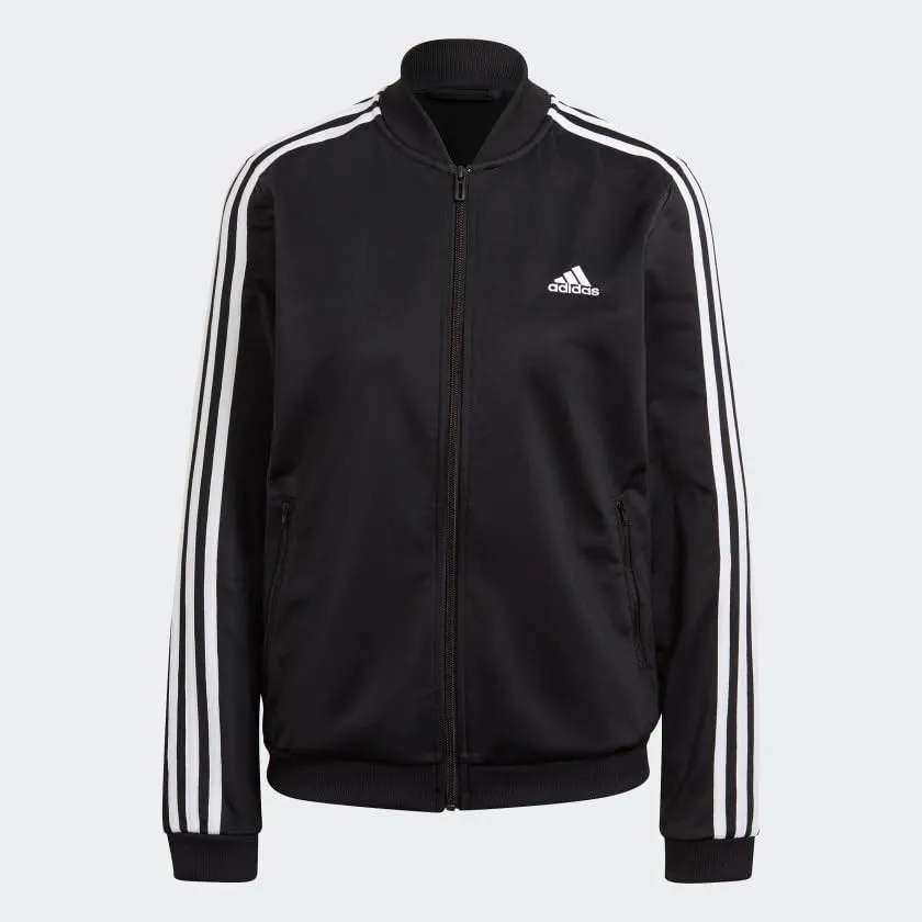 adidas Women's Essentials 3-Stripes Track Suit - Black/White - Small - immagine 2