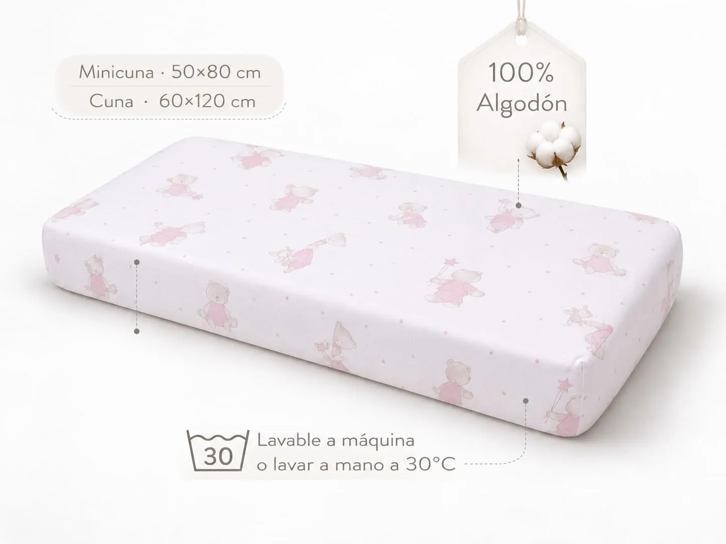 TRAMAS+ Lenzuola Lettino Neonato 60x120 100% Cotone, Set 3 Pezzi - immagine 5