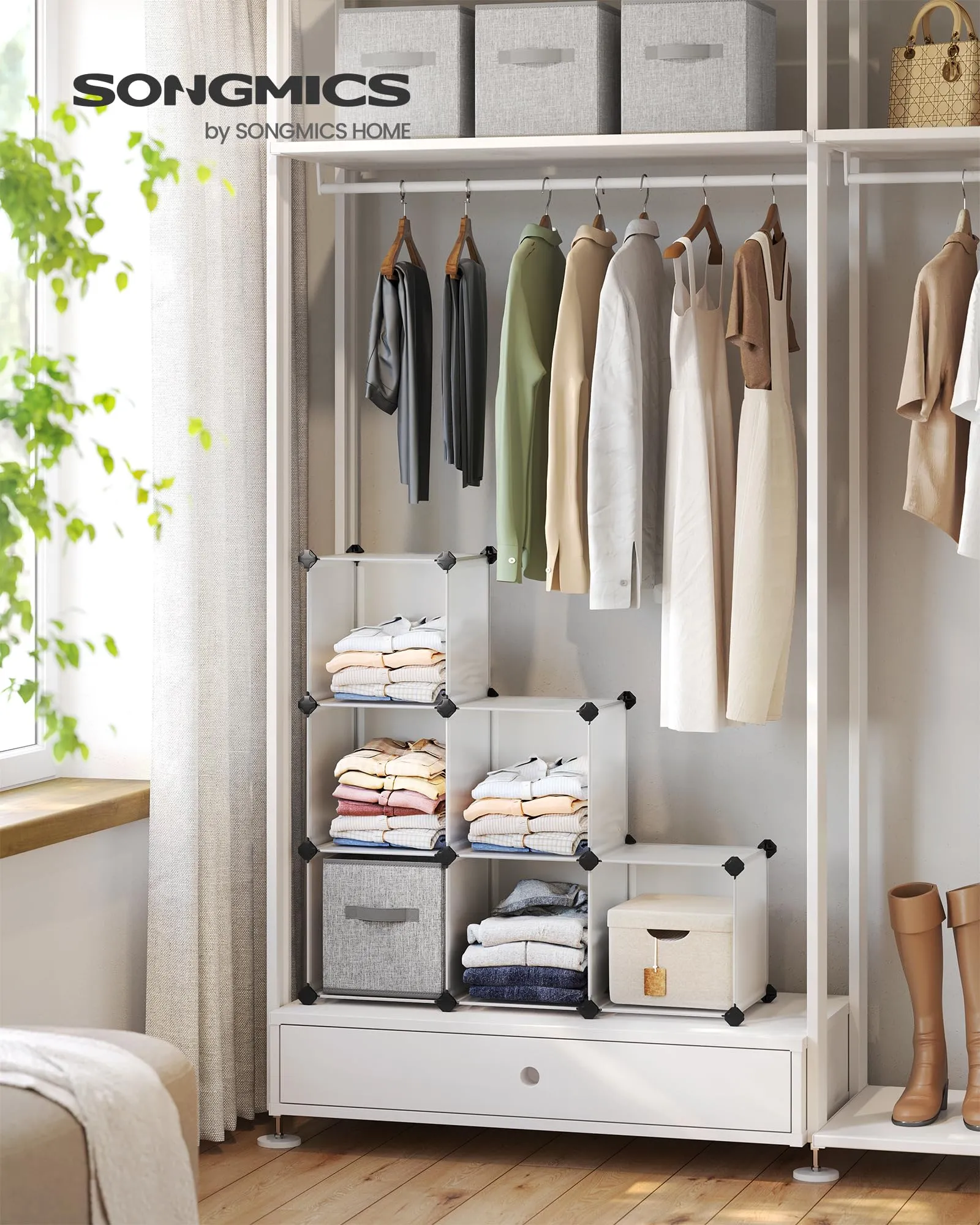 SONGMICS Scaffale Modulare a 6 Cubi in Plastica con Piedini, 30 x 30 x 30 cm, Bianco LPC111S - immagine 2