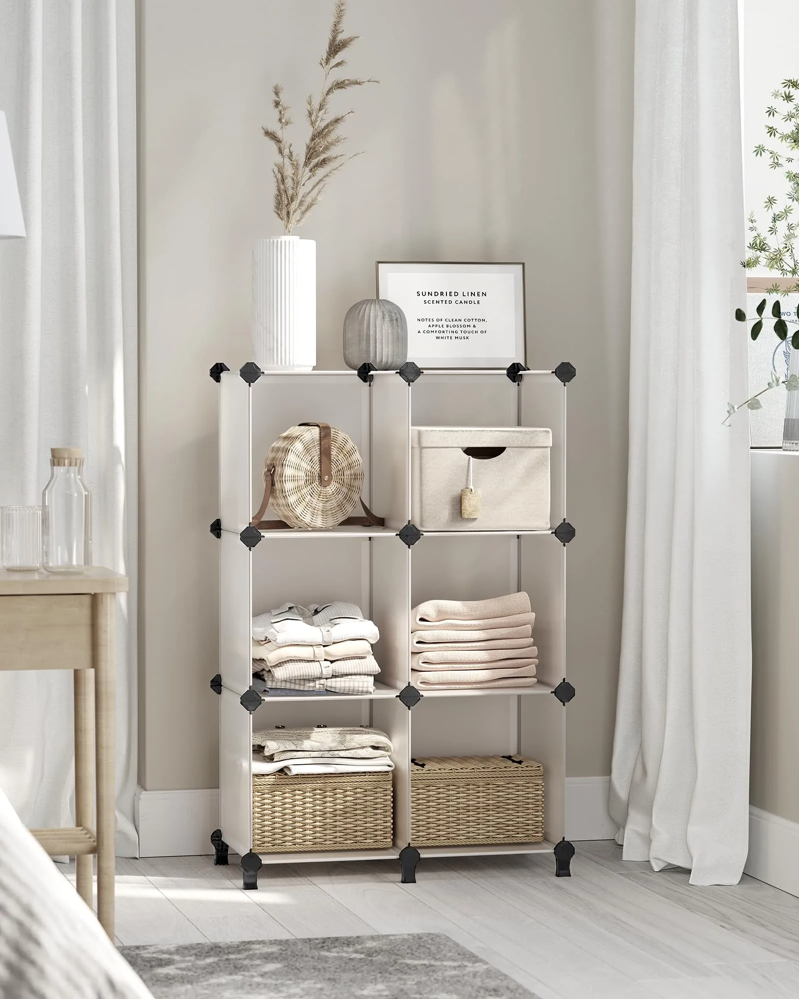 SONGMICS Scaffale Modulare a 6 Cubi in Plastica con Piedini, 30 x 30 x 30 cm, Bianco LPC111S - immagine 3