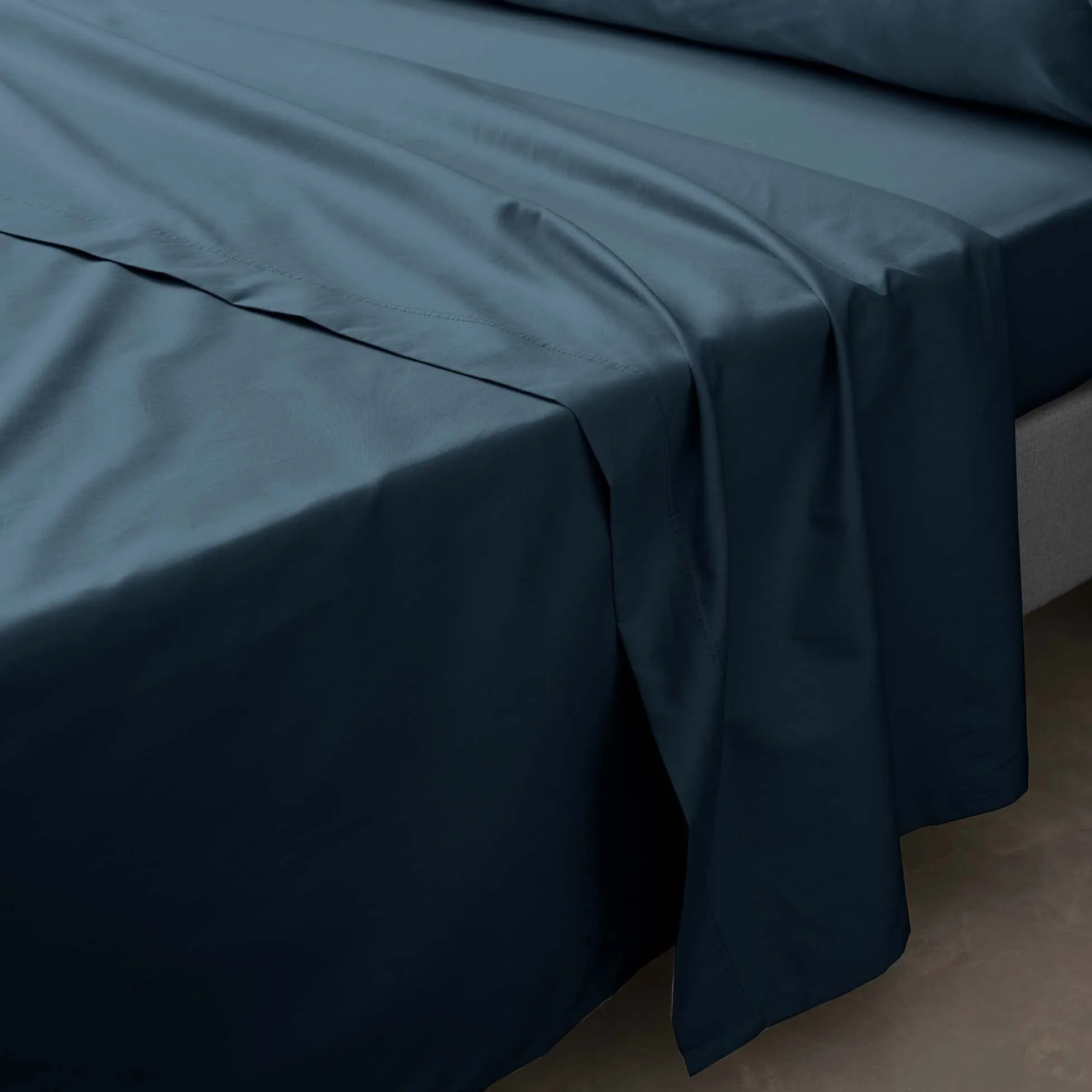 Douceur d'Intérieur Lenzuolo Piano in Percalle di Cotone, Blu Notte, 240 x 300 cm - immagine 3