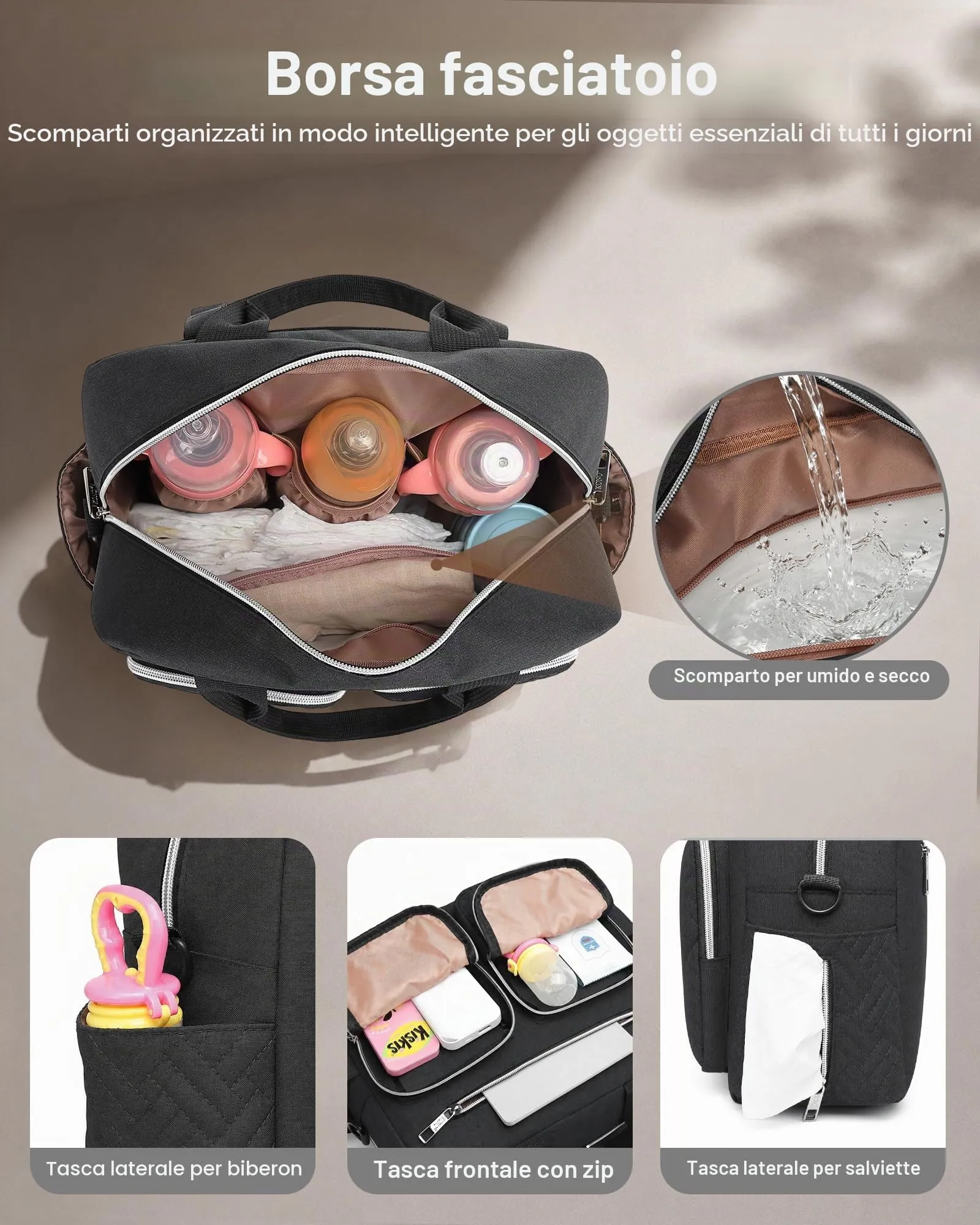 KONO Borsa Fasciatoio Passeggino Neonato Impermeabile e Multifunzionale - immagine 4