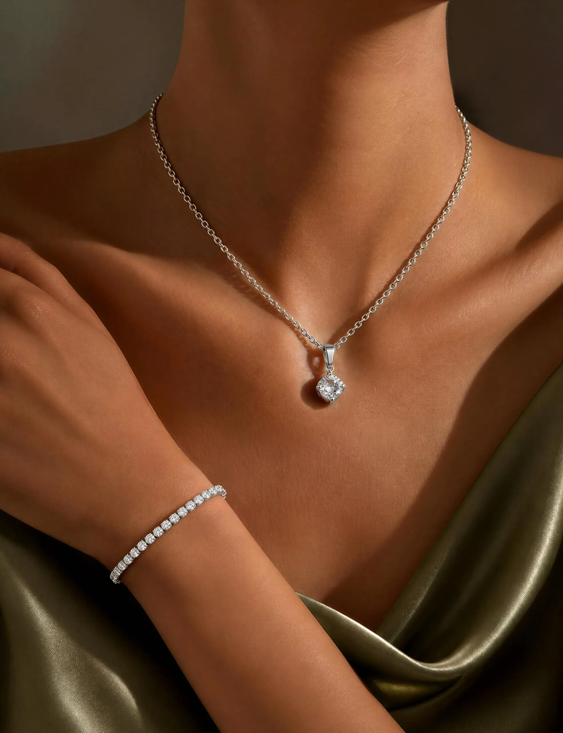 YADOCA Parure Gioielli Donna Set Collana, Bracciale e Orecchini in Argento e Acciaio Inossidabile - immagine 4
