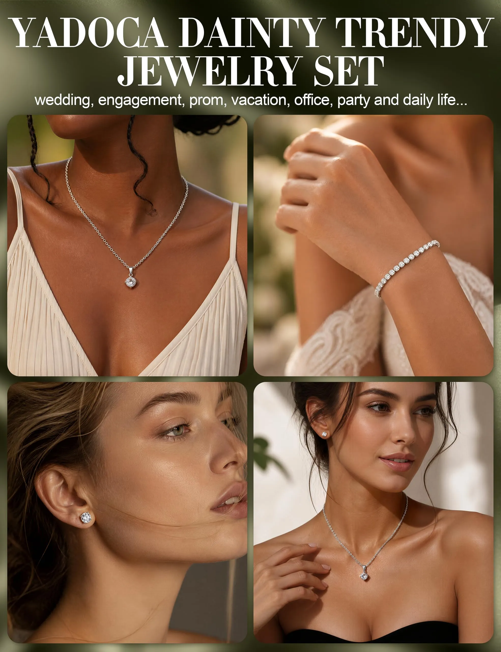 YADOCA Parure Gioielli Donna Set Collana, Bracciale e Orecchini in Argento e Acciaio Inossidabile - immagine 6