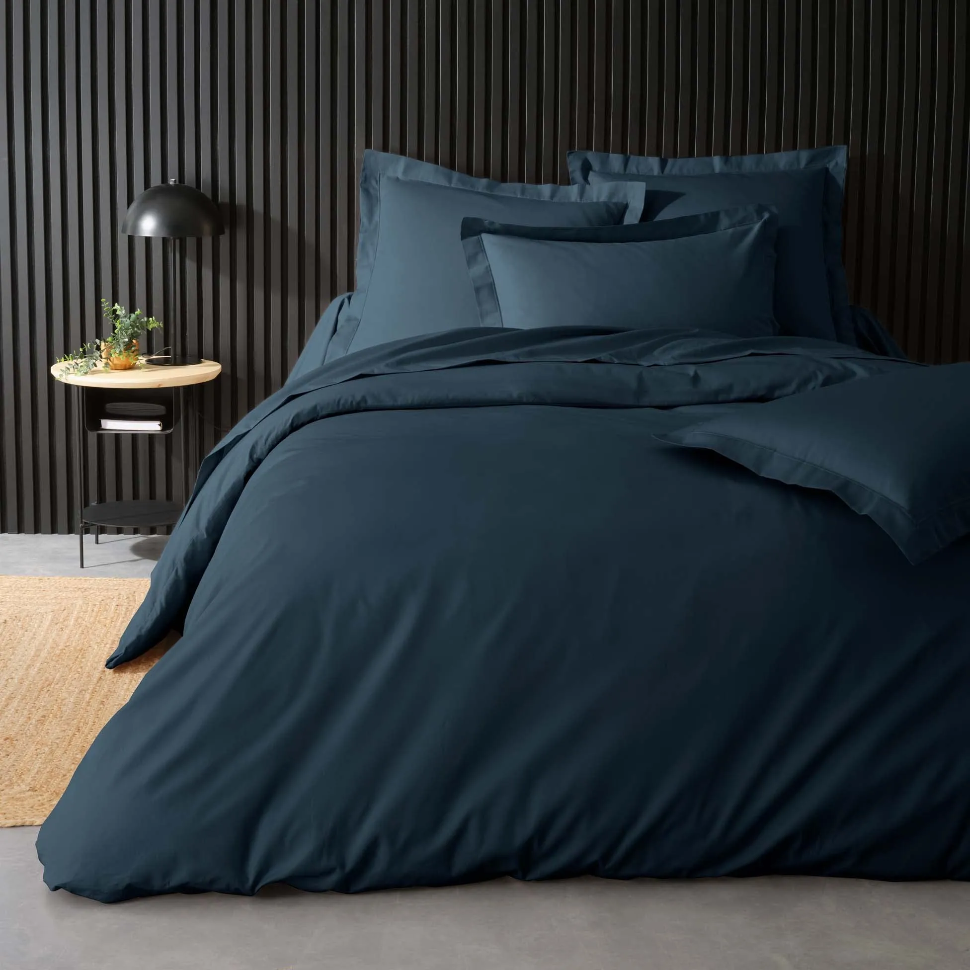 Douceur d'Intérieur Copripiumino in Percalle di Cotone, 260 x 240 cm, Blu Notte - immagine 3