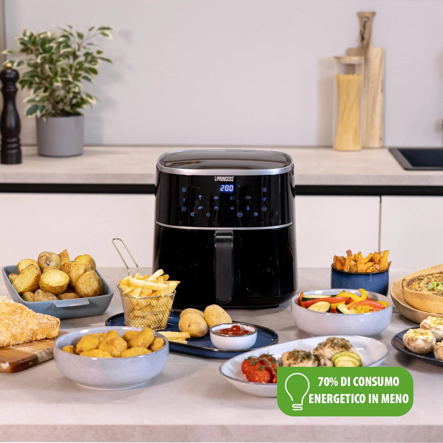 Princess Friggitrice ad Aria 4 L Digitale, 6 Programmi, Display LED Touch, 1800 W, 182238 - immagine 2