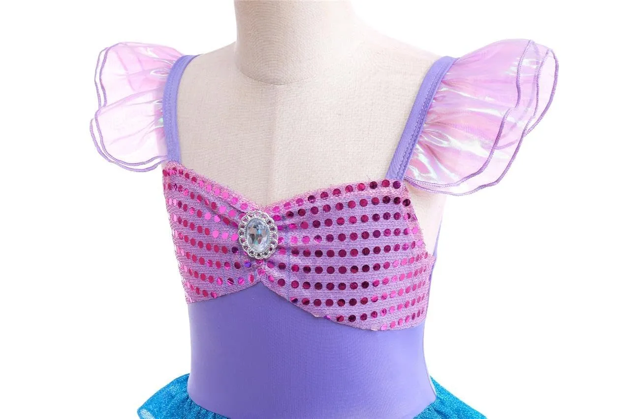 Lito Angels Costume da Sirena per Bambina con Parrucca, Viola Blu, 2-3 Anni - immagine 4