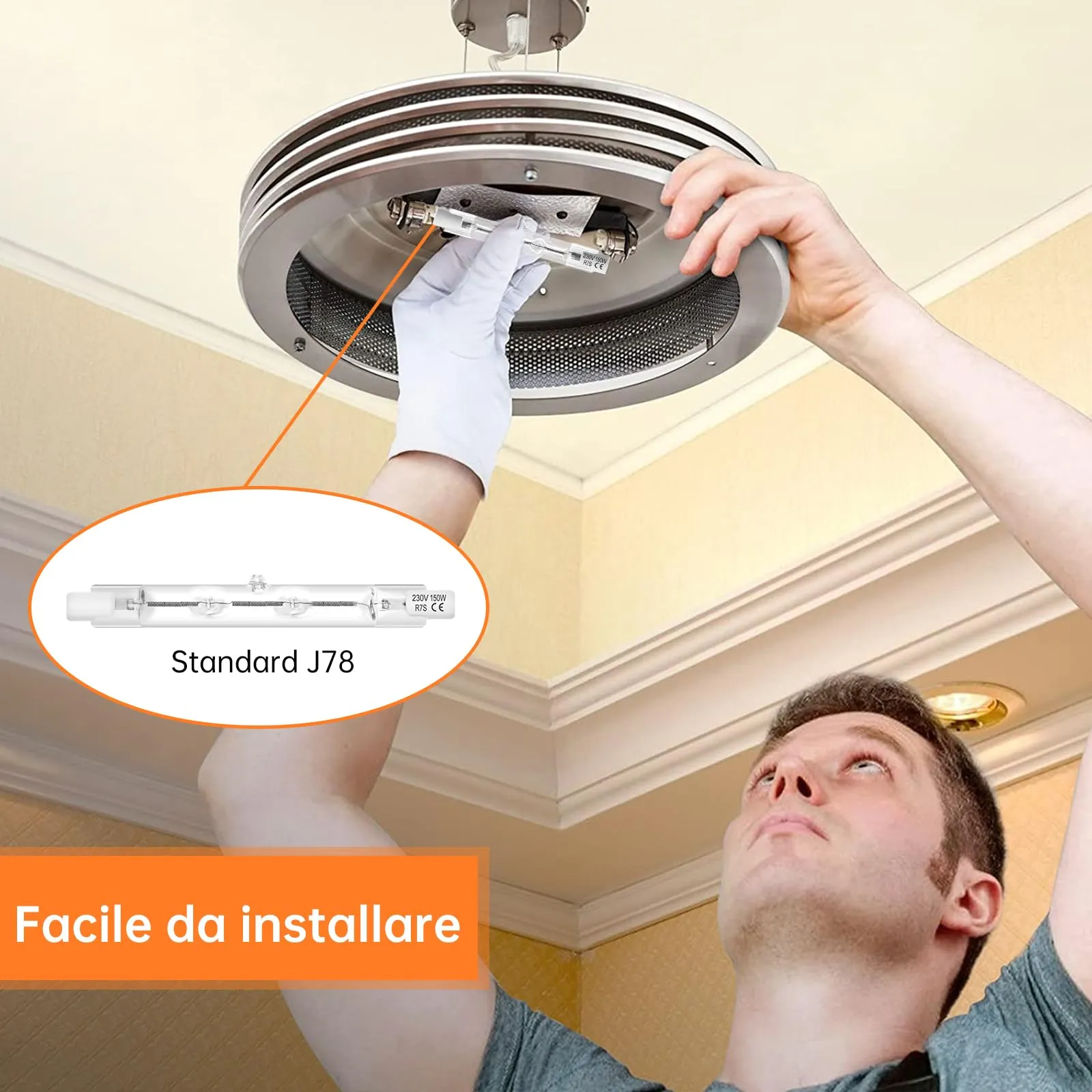 Tomosu Lampadina Alogena 78mm 150W Dimmerabile 2880LM Bianca Caldo (6 Pezzi) - immagine 6