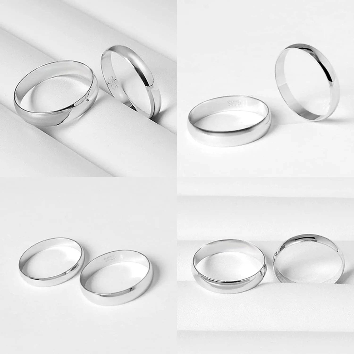 Dankadi Anello Fede in Argento 925 Placcato Oro, 3,5 mm, Argento Sterling - immagine 9
