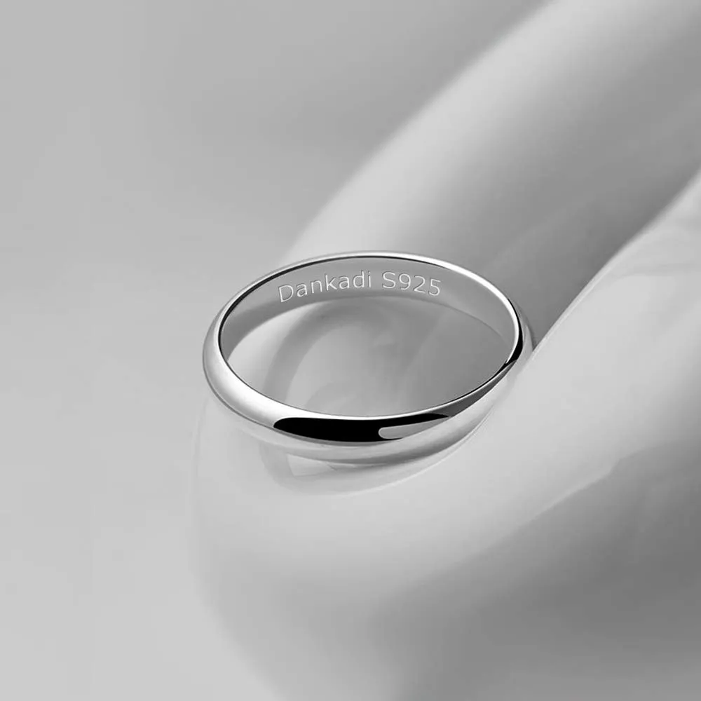 Dankadi Anello di fede in argento 925 placcato oro, 3.5mm, Taglia 8 - immagine 8
