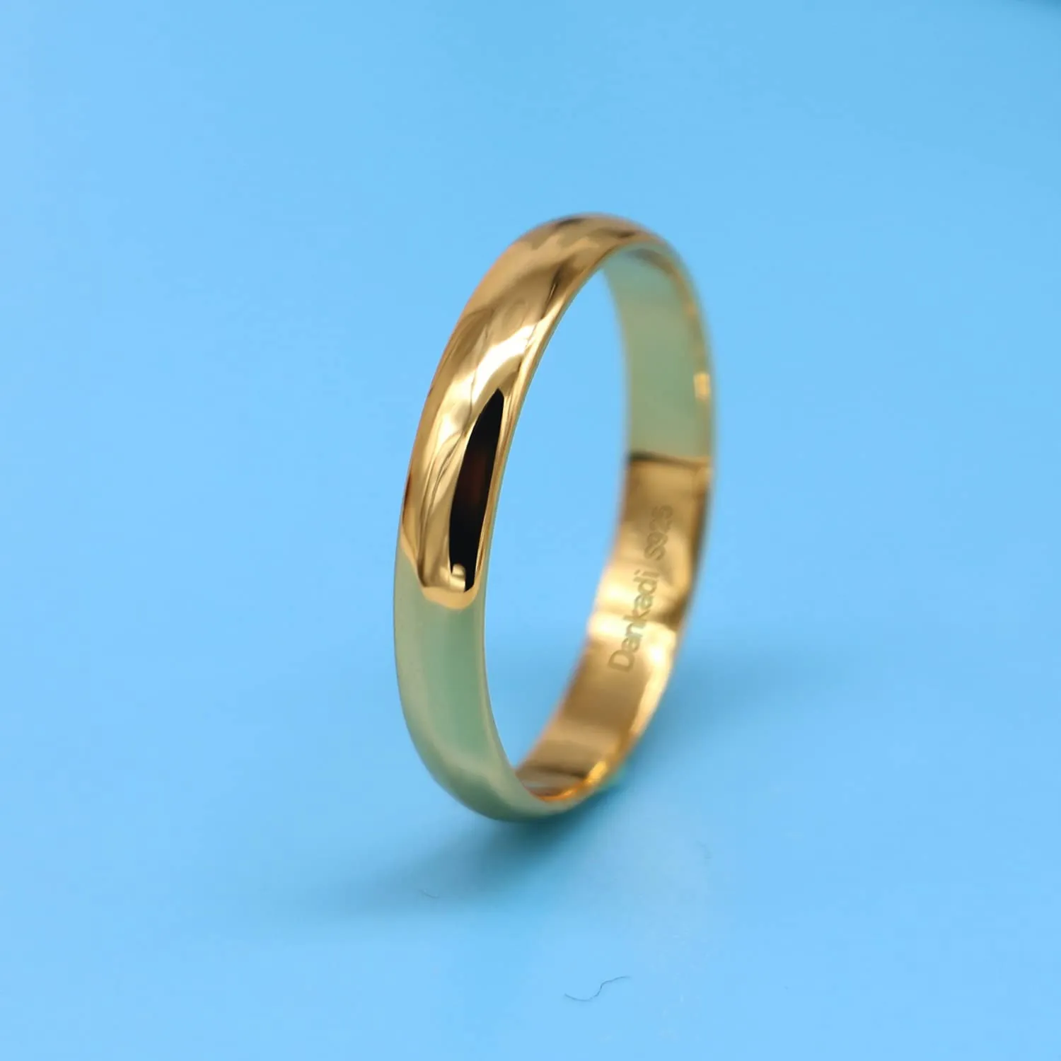 Dankadi Anello di fede in argento 925 placcato oro, 3.5mm, Taglia 44-70mm - immagine 9