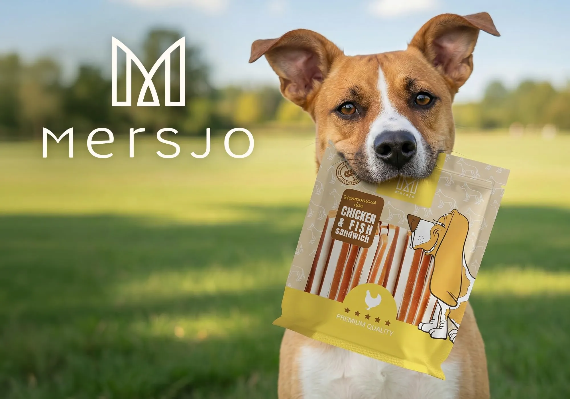MERSJO Dog Treats, Chicken and Cod Sandwich, Grain and Sugar Free, 500g - immagine 2