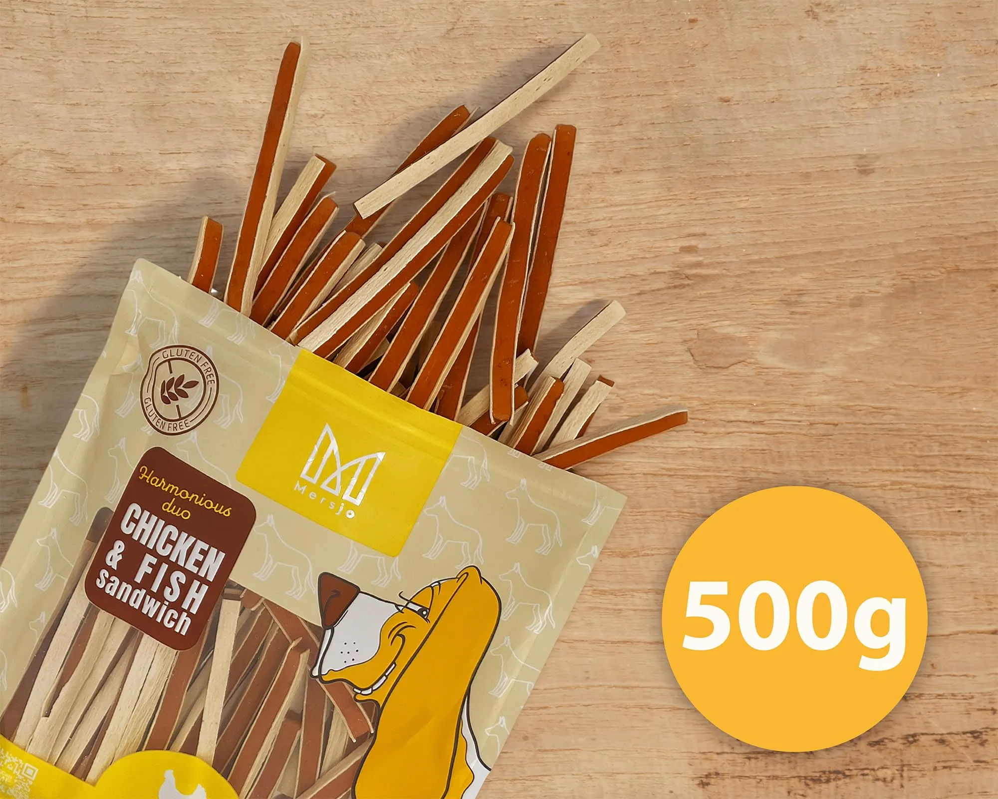 MERSJO Dog Treats, Chicken and Cod Sandwich, Grain and Sugar Free, 500g - immagine 6