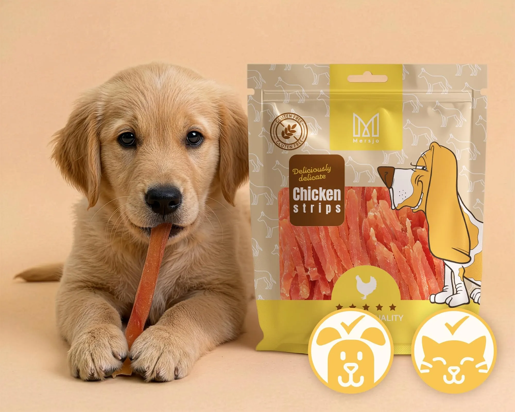 MERSJO Dog Treats, Soft Chicken Strips, Grain and Sugar Free, 500g - immagine 4