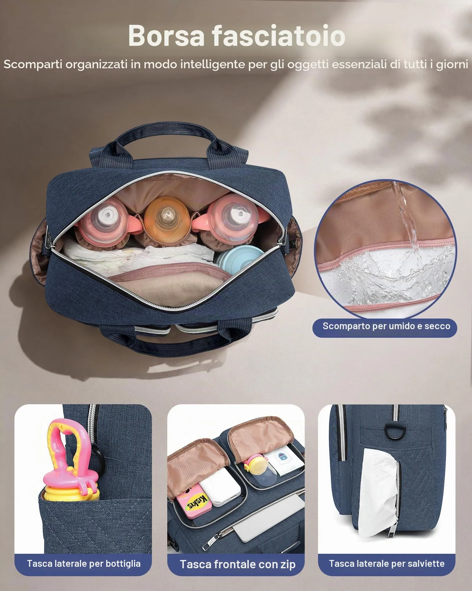 KONO Borsa Fasciatoio Passeggino Neonato Impermeabile e Multifunzionale - immagine 4