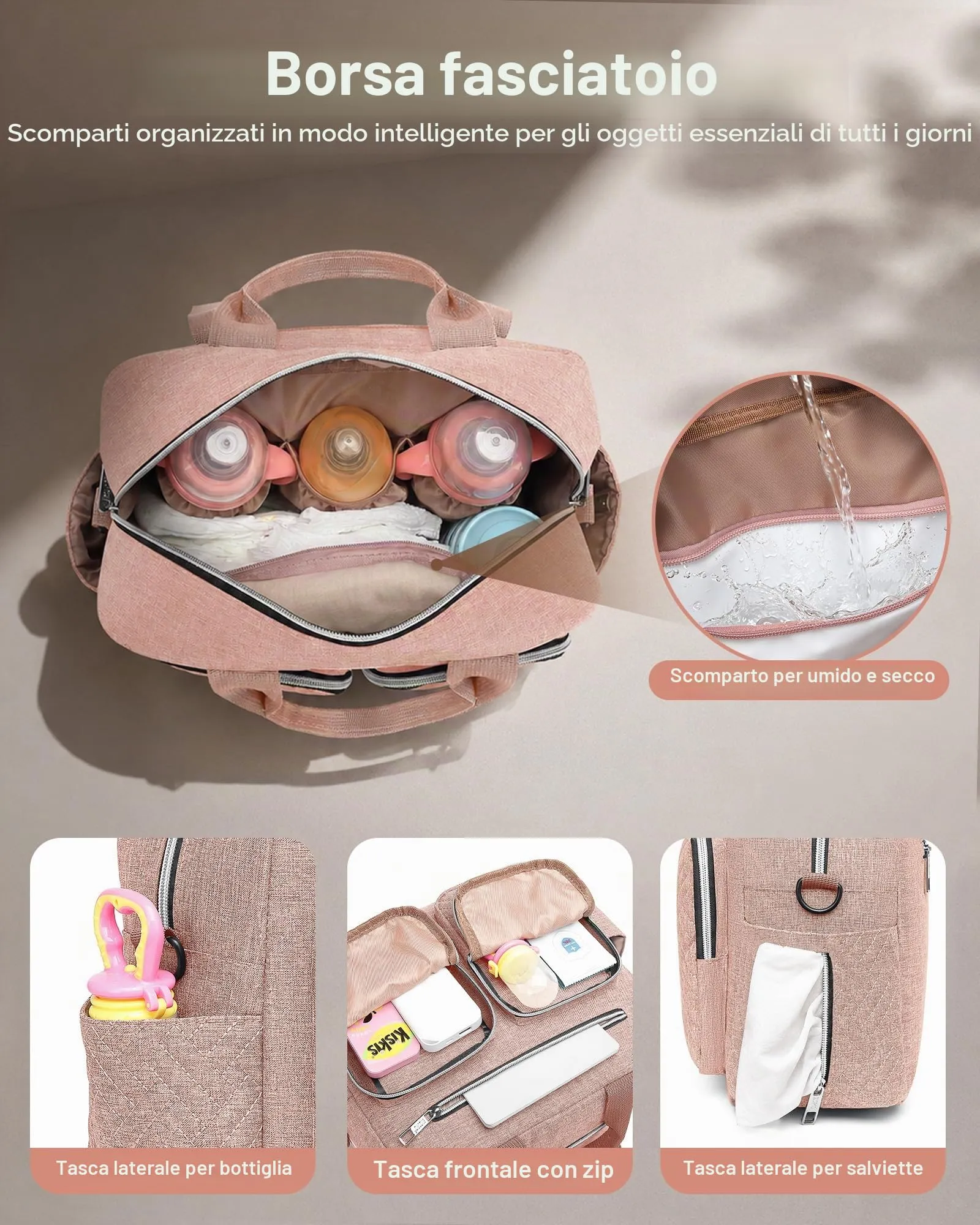 KONO Borsa Fasciatoio Passeggino Neonato, Impermeabile e Multifunzionale - immagine 4