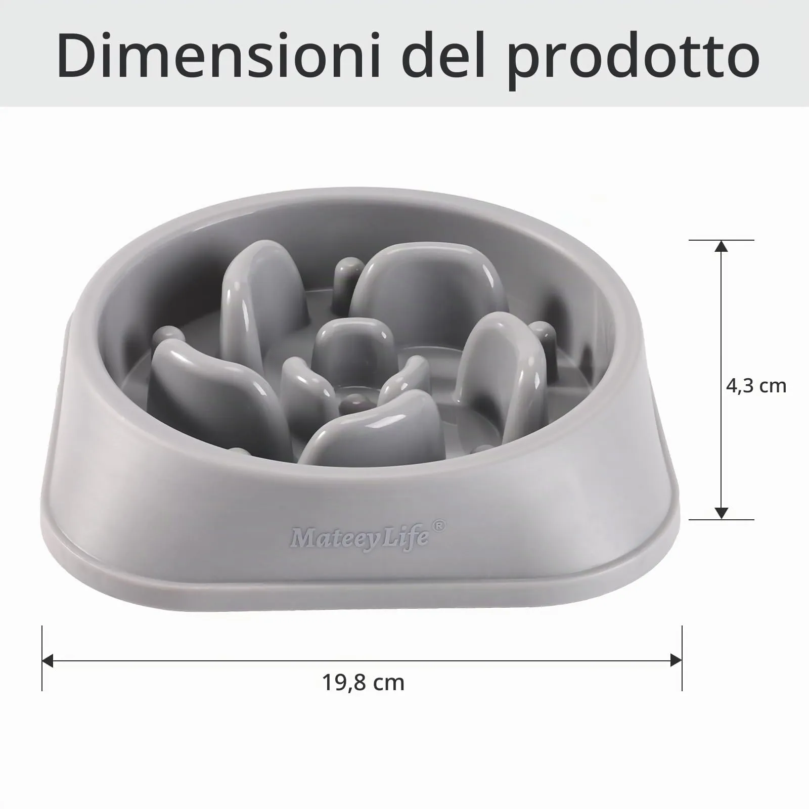 MateeyLife Ciotola Anti Ingozzamento per Cani di Taglia Media e Grande, Puzzle Antiscivolo, 2 pezzi, 20 cm, Grigio e Nero - immagine 3