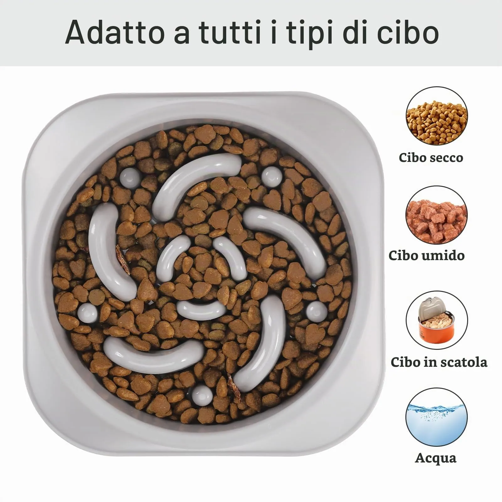 MateeyLife Ciotola Anti Ingozzamento per Cani di Taglia Media e Grande, Puzzle Antiscivolo, 2 pezzi, 20 cm, Grigio e Nero - immagine 6