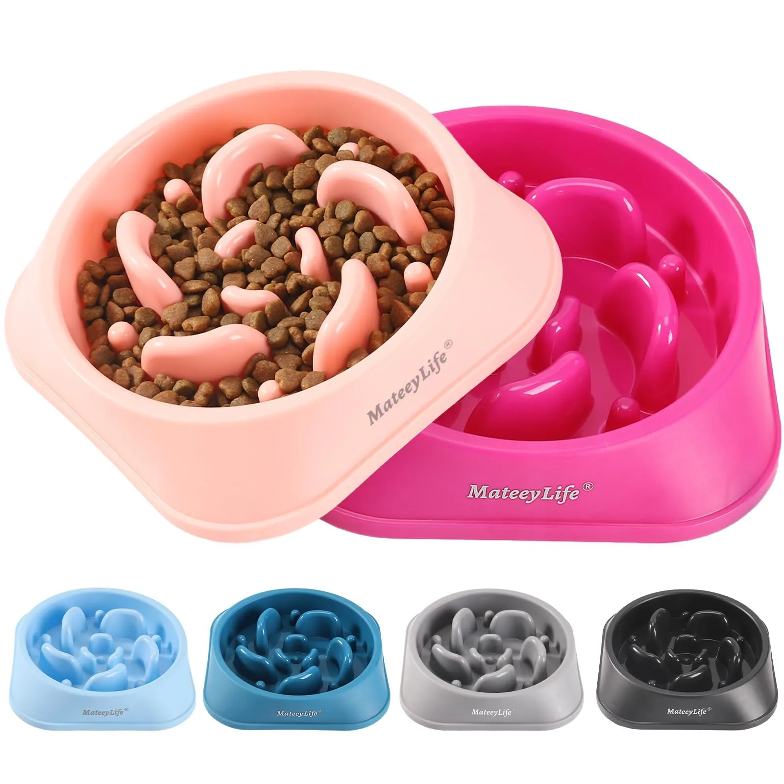 MateeyLife Ciotole per cani con alimentazione lenta, 2 pezzi, antiscivolo, taglia Media - immagine 1