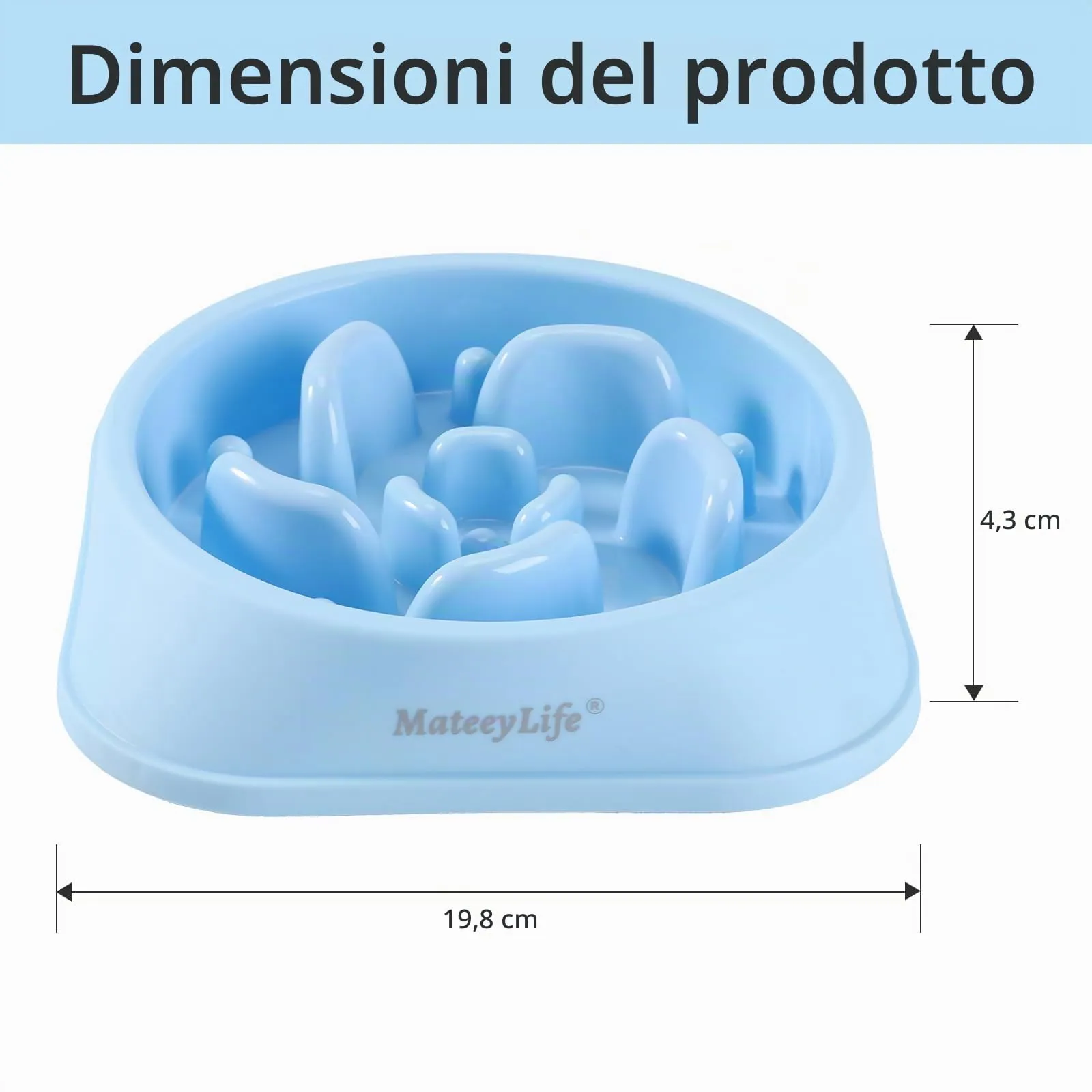 MateeyLife Ciotola per cani con alimentazione lenta anti-gulping, Medio, Blu chiaro e Blu scuro - immagine 3
