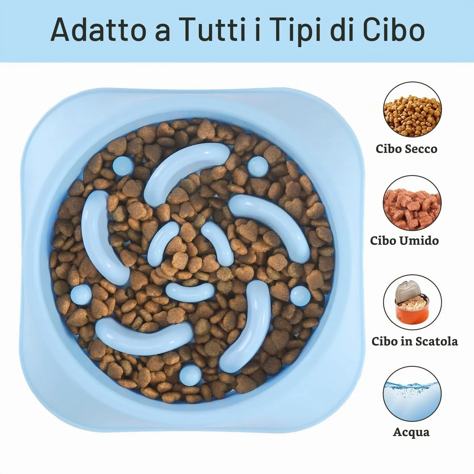 MateeyLife Ciotola per cani con alimentazione lenta anti-gulping, Medio, Blu chiaro e Blu scuro - immagine 6