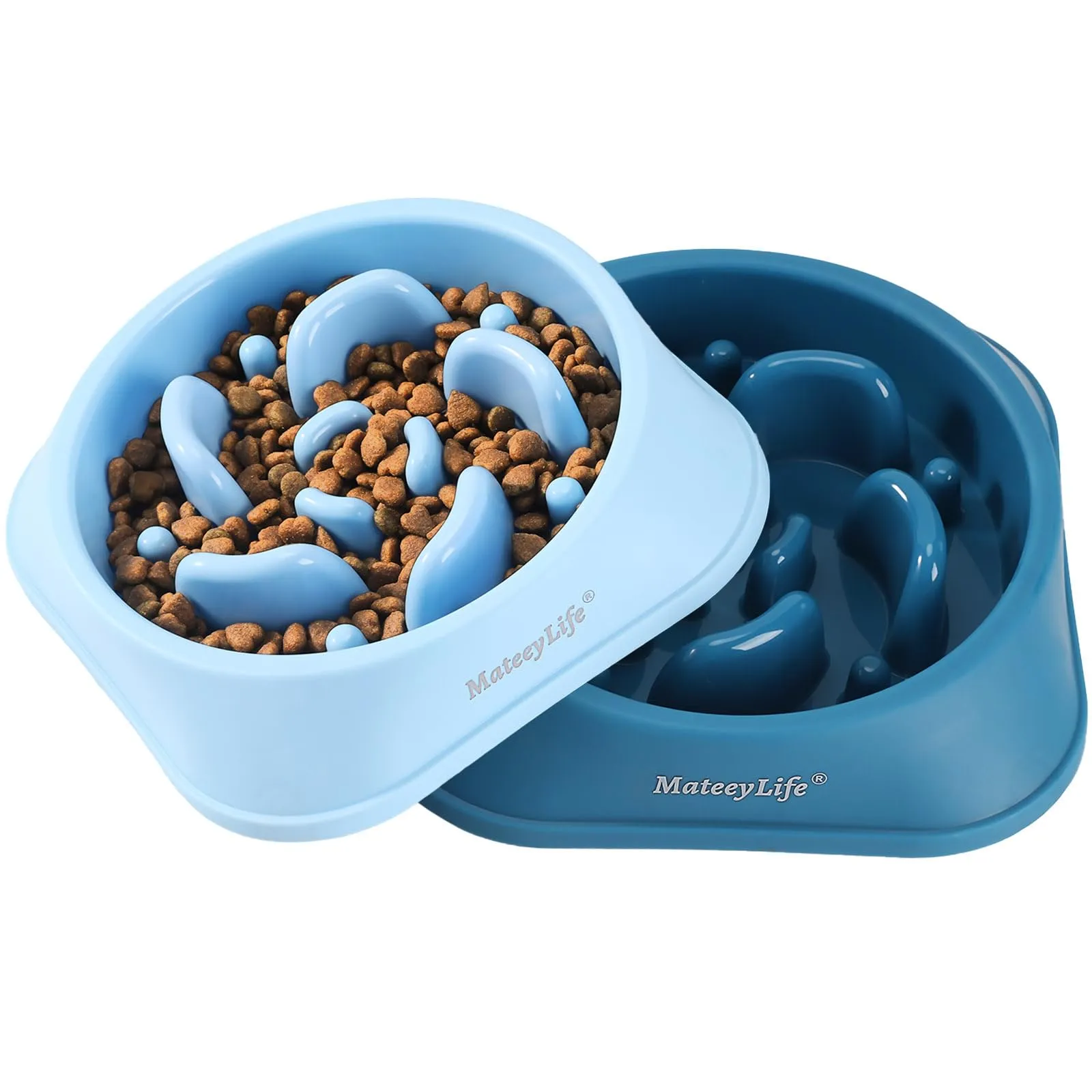 MateeyLife Ciotola per cani con alimentazione lenta anti-gulping, Medio, Blu chiaro e Blu scuro - immagine 7