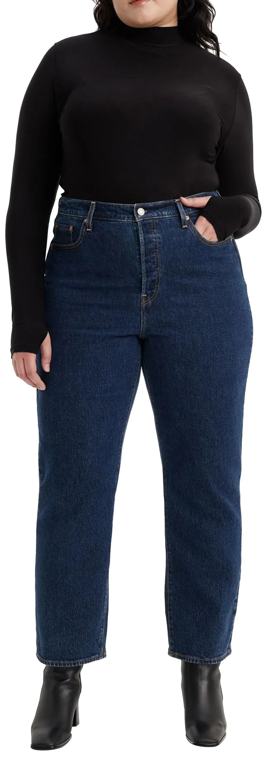 Levi's Plus Size Ribcage Straight Ankle Jeans, Salsa Dark Stone, 22 M - immagine 1