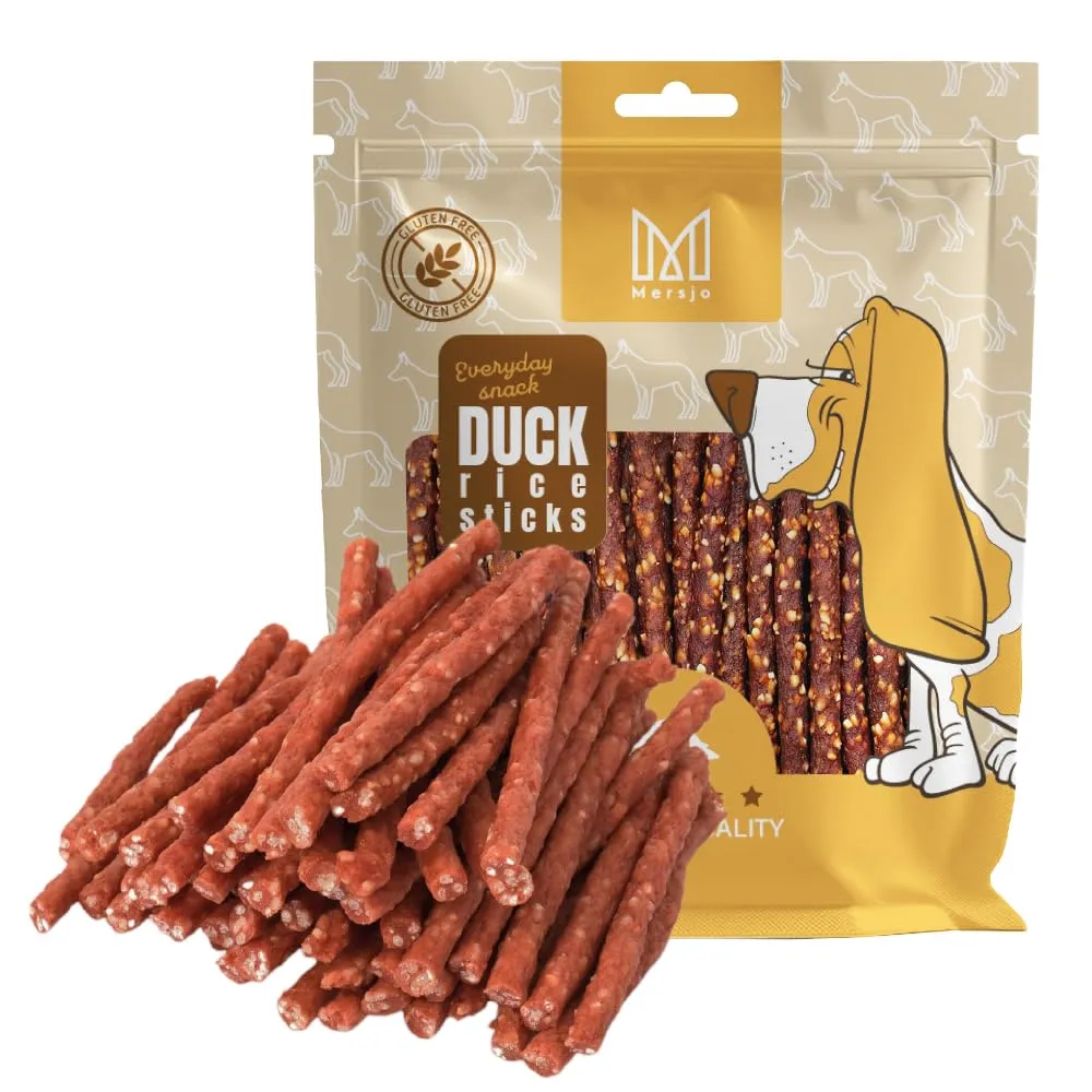 MERSJO Dog Treats Duck and Rice Kabanos, 500g - immagine 1